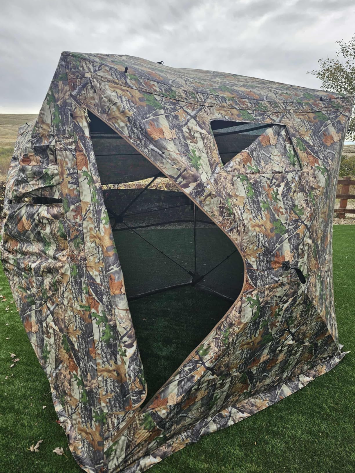 Hunting Blind 270°See Through Ground Blind with Full Open Door, 2-3 & 3-4 Person Pop Up Deer Blind for Hunting with Carry Bag, Portable Resilient Hunting Tent for Turkey and Deer (Camouflage) customer photo 1