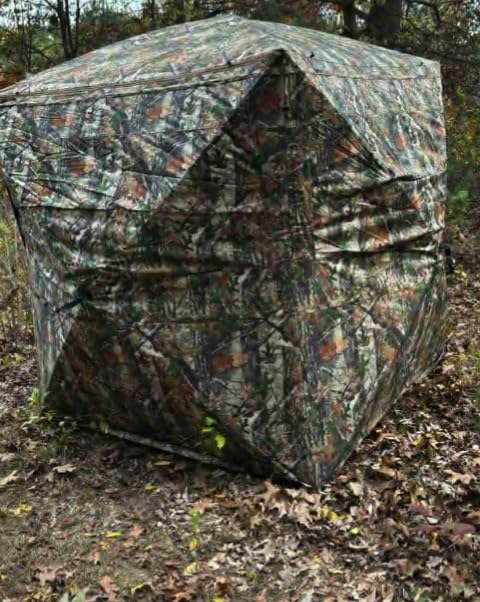 Hunting Blind 270°See Through Ground Blind with Full Open Door, 2-3 & 3-4 Person Pop Up Deer Blind for Hunting with Carry Bag, Portable Resilient Hunting Tent for Turkey and Deer (Camouflage) customer photo 2