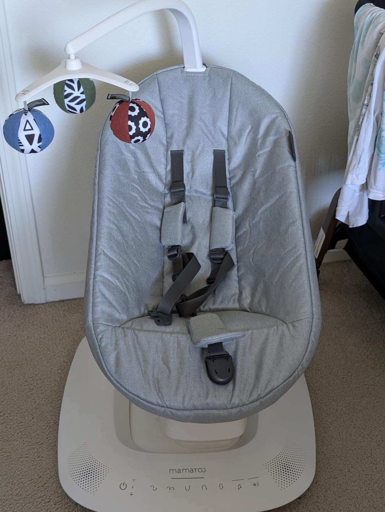 UPPAbaby Mamaroo Smart Swing - Customizable Soothing Modes with MotionSync Technology - Infant Recline + Bluetooth Enabled - Included Newborn Insert - Charlie (Sand Melange) customer photo 2