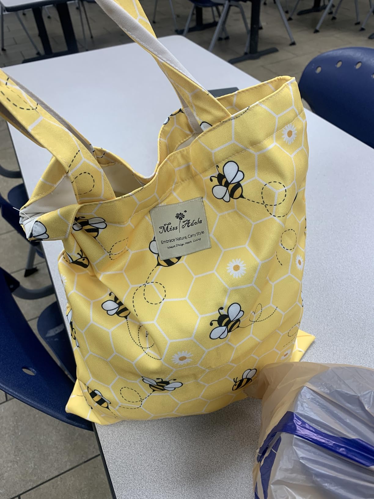 Cloth Tote Bag for Women - Reusable Tote with Pocket & Buckle Cute Retro Design Ladies Cotton Printed Shoulder Bag customer photo 1