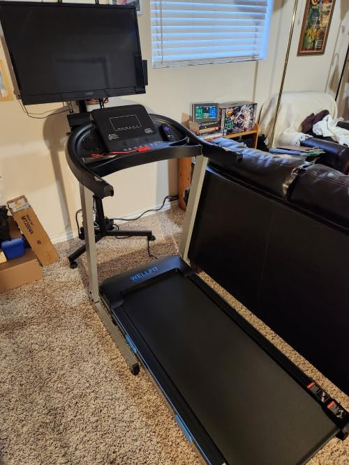 WELLFIT Auto Incline Folding Treadmill - 10% Incline Desk Walking Pad Treadmill with Handlebar, 400 lbs Heavy-Duty Capacity, Space-Saving Quiet Under-Desk Design for Home Office, Seniors & Fitness customer photo 1