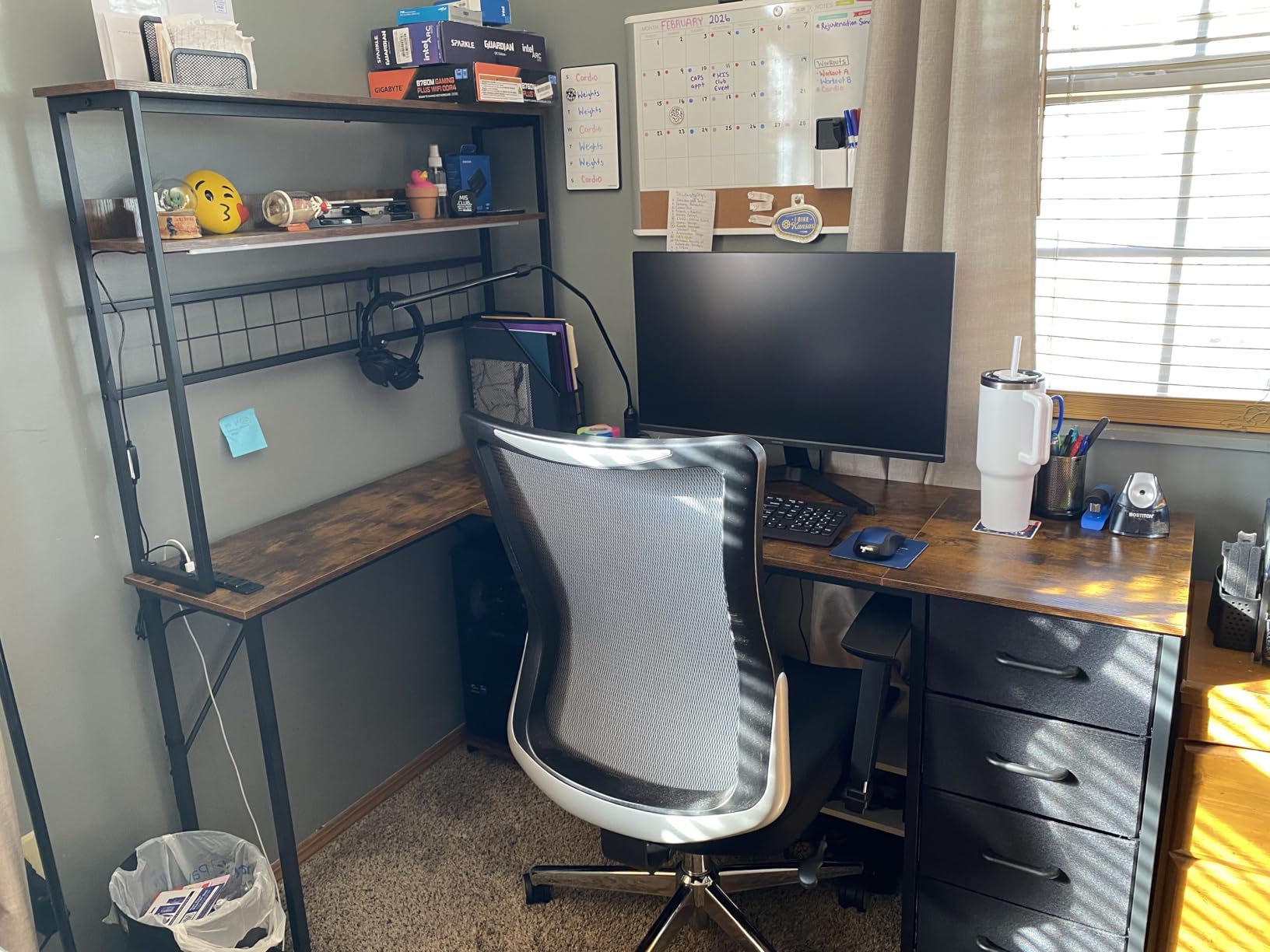 AODK L Shaped Gaming Desk with 4 Drawers, 59