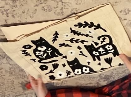 Embroidery Canvas Tote Bag for Women - Reusable Totes with Pocket & Buckle Aesthetic Cute Grocery Shoulder Bag customer photo 2
