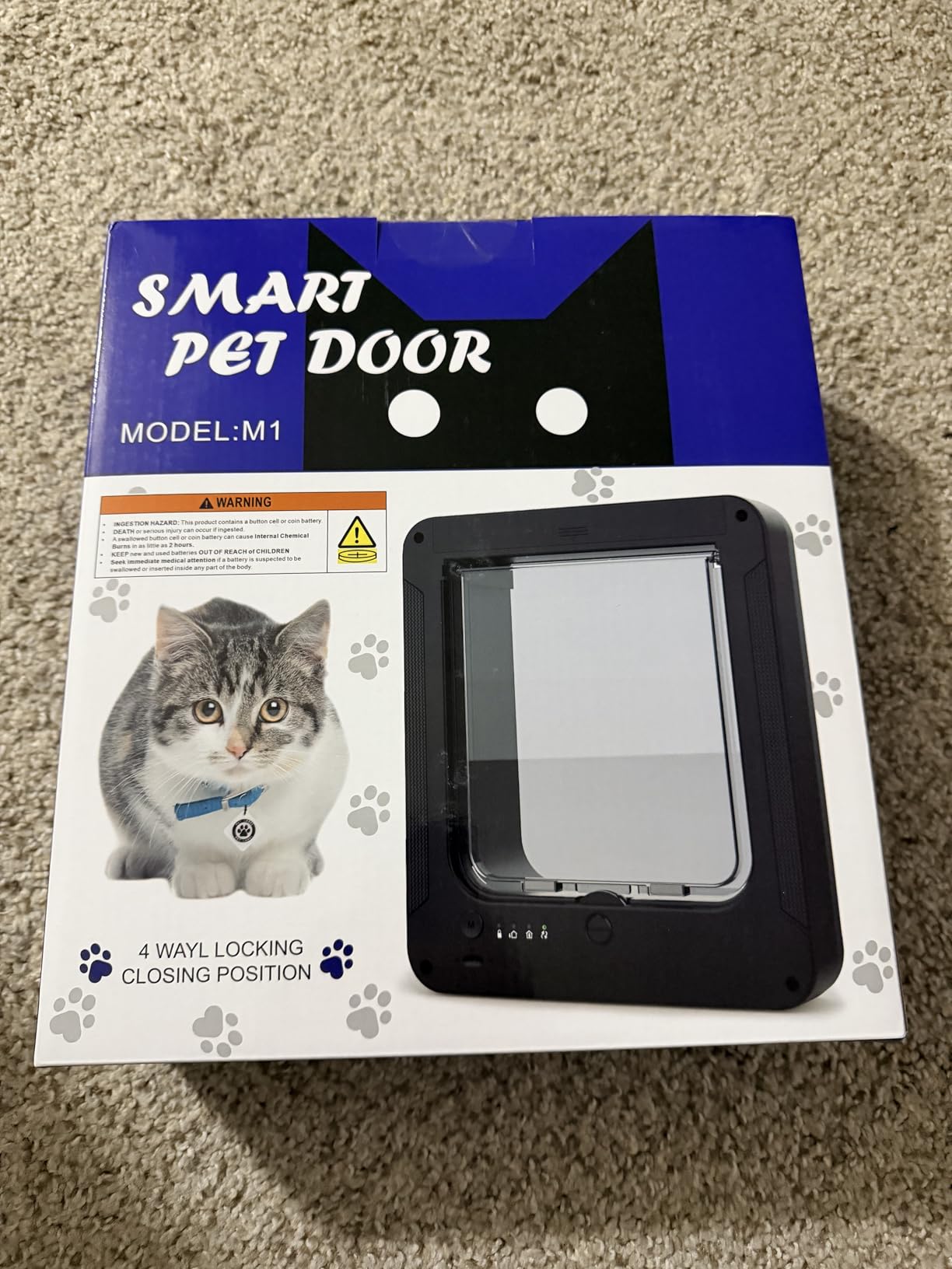 Smart Cat Door for Interior & Exterior, RFID Cat Pet Door with 3 Collar Sensor Keys & 1 Remote Control & 4 Way Locking Cat Flap with Collar Sensors Activated Opening CatDoor (Black) customer photo 1