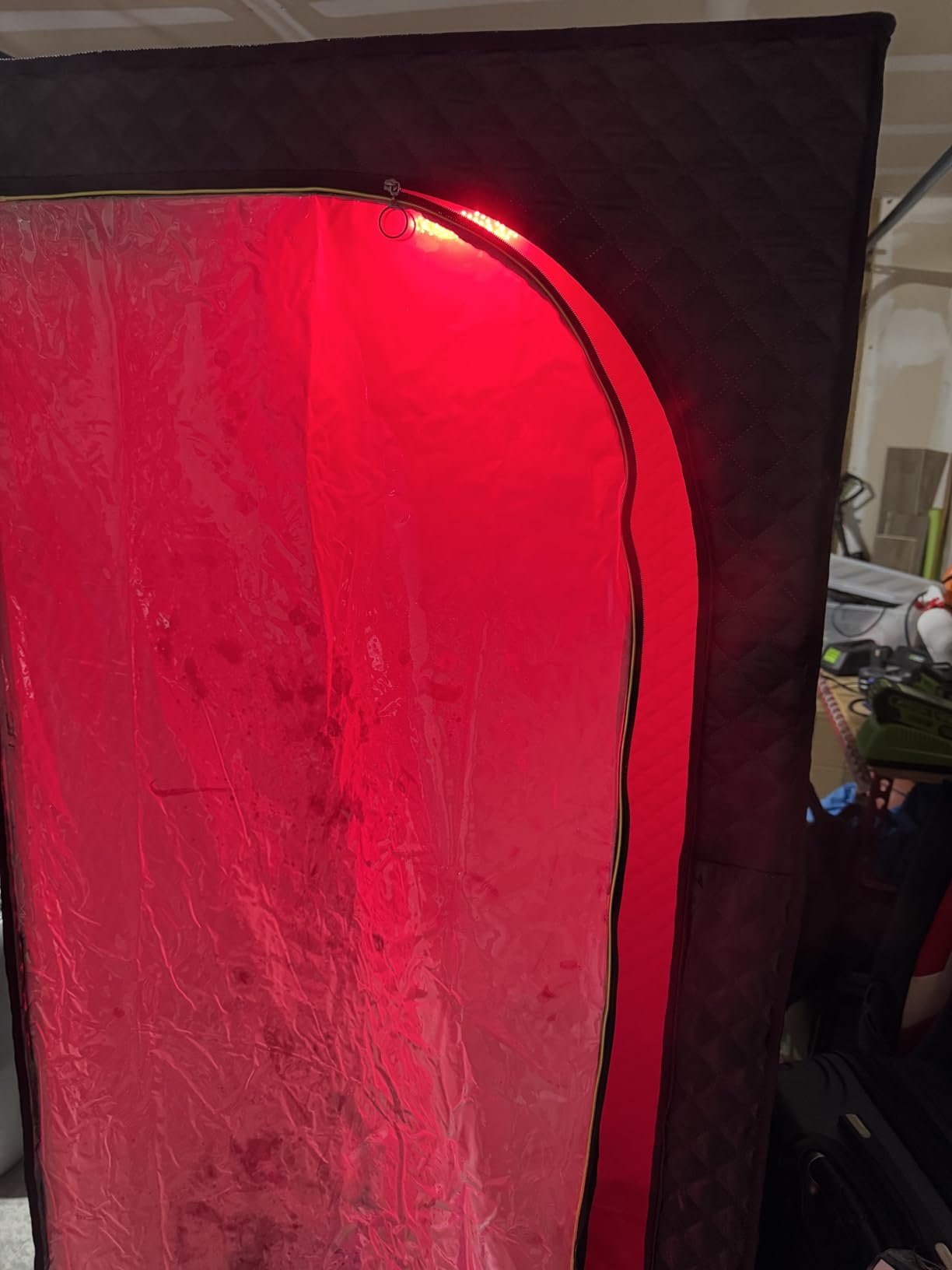 Infrared Sauna & Steam Sauna Box for Home, Portable Personal Sauna with Transparent Door, Powerful Steam Heating, Foldable Indoor Sauna for Relaxation, Detox & Muscle Recovery (Red Light, Black) customer photo 2