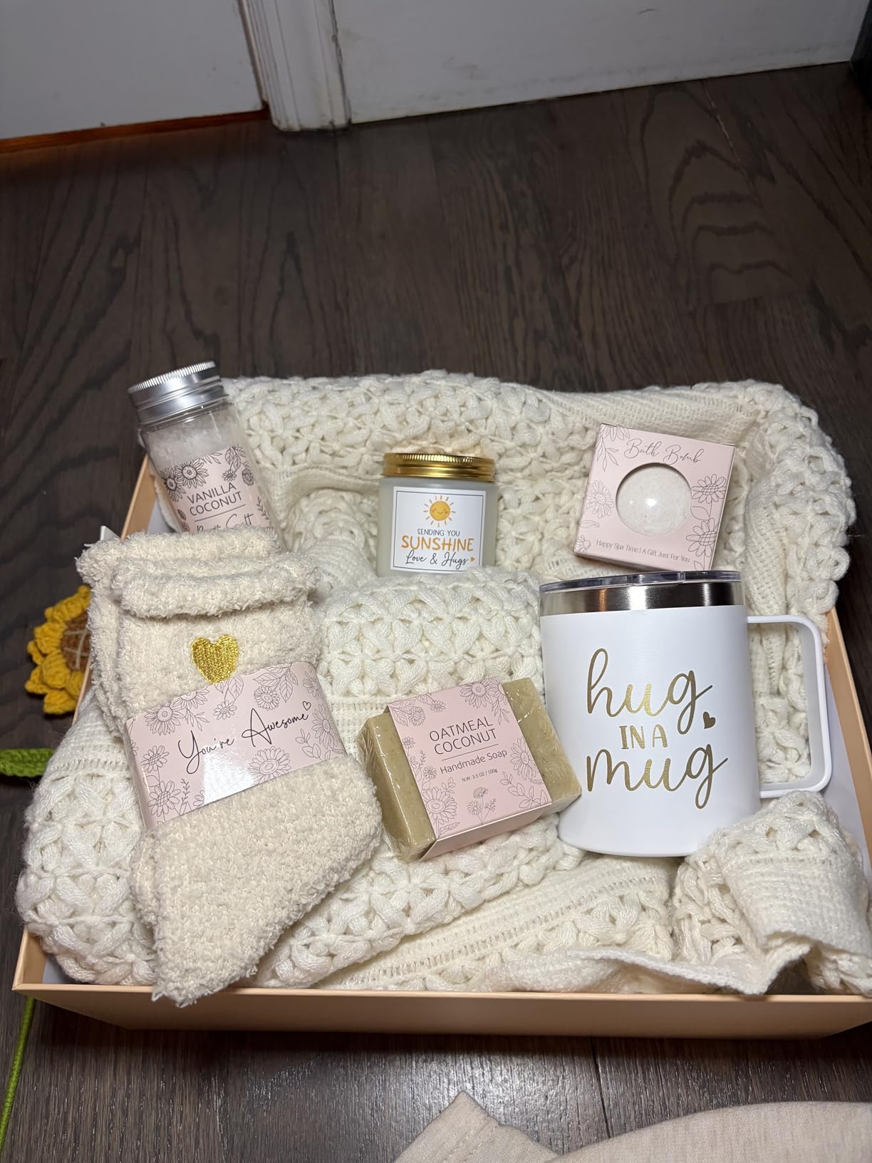 Birthday Gifts for Women Self Care Get Well Soon Gift Basket, Spa Care Package Thinking of You Sunflower Gifts, Sending Sunshine Box Unique Easter Gift for Women Mom Sister Wife Her Grandma Girlfriend customer photo 1