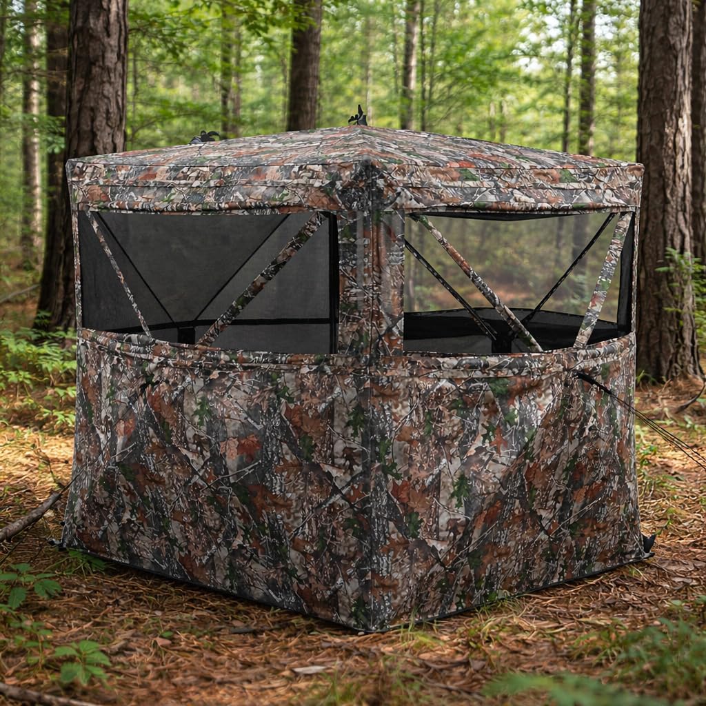Hunting Blind 360 See Through Ground Blind for Turkey & Deer Hunting, 2-3 Person Pop Up Camouflage Tent customer photo 1