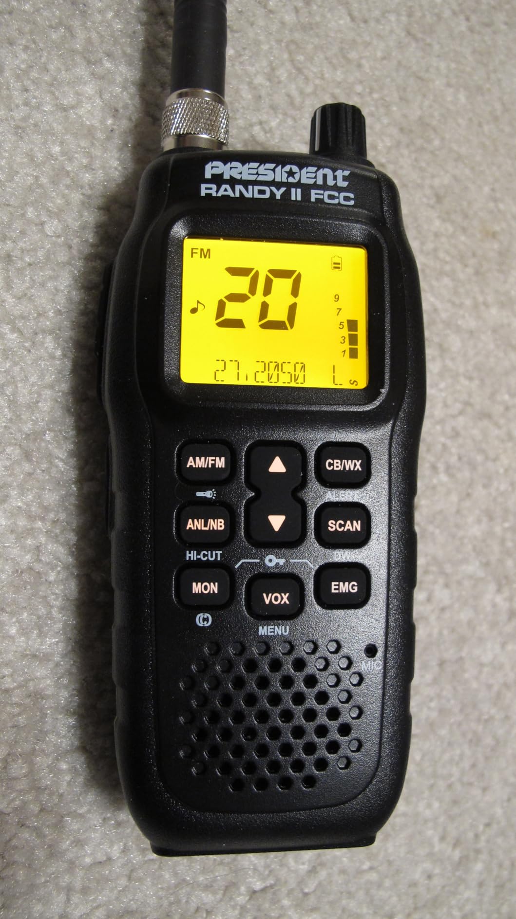 President Randy III FCC AM/FM Handheld CB Radio w/P Channels, NRC, Desktop Dock & Mobile Charge Module, 7 Color Display, ASC, VOX, CTCSS/DCS, Weather Channel, Scan Skip, Flashlight, Key Lock (TXUS722) customer photo 1