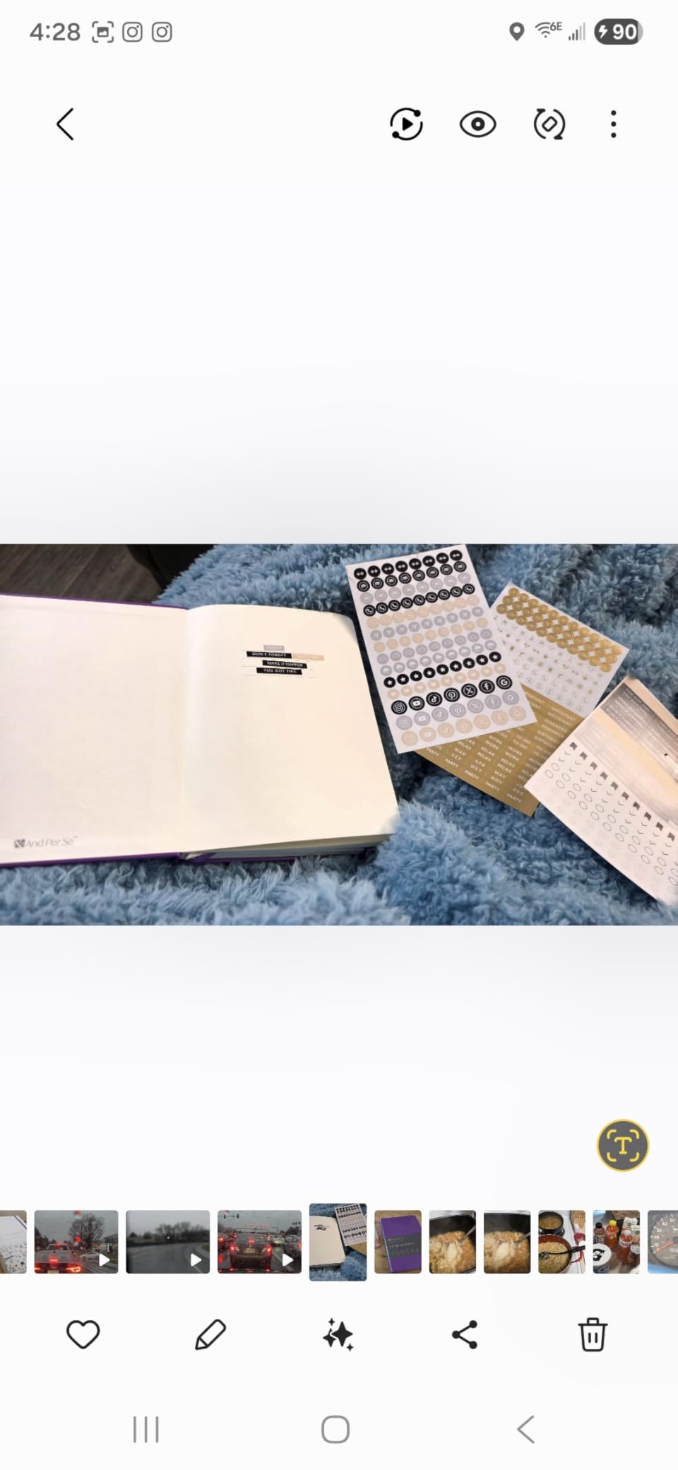 &And Per Se Dotted Journal Notebook, A5 Hardcover Aesthetic Dotted Notebook - 160 Pages 100gsm Thick Dot Grid Paper, 3 Sticker Sheets - Gift-Ready Journaling Kit for Women (Blue Flowers) customer photo 1