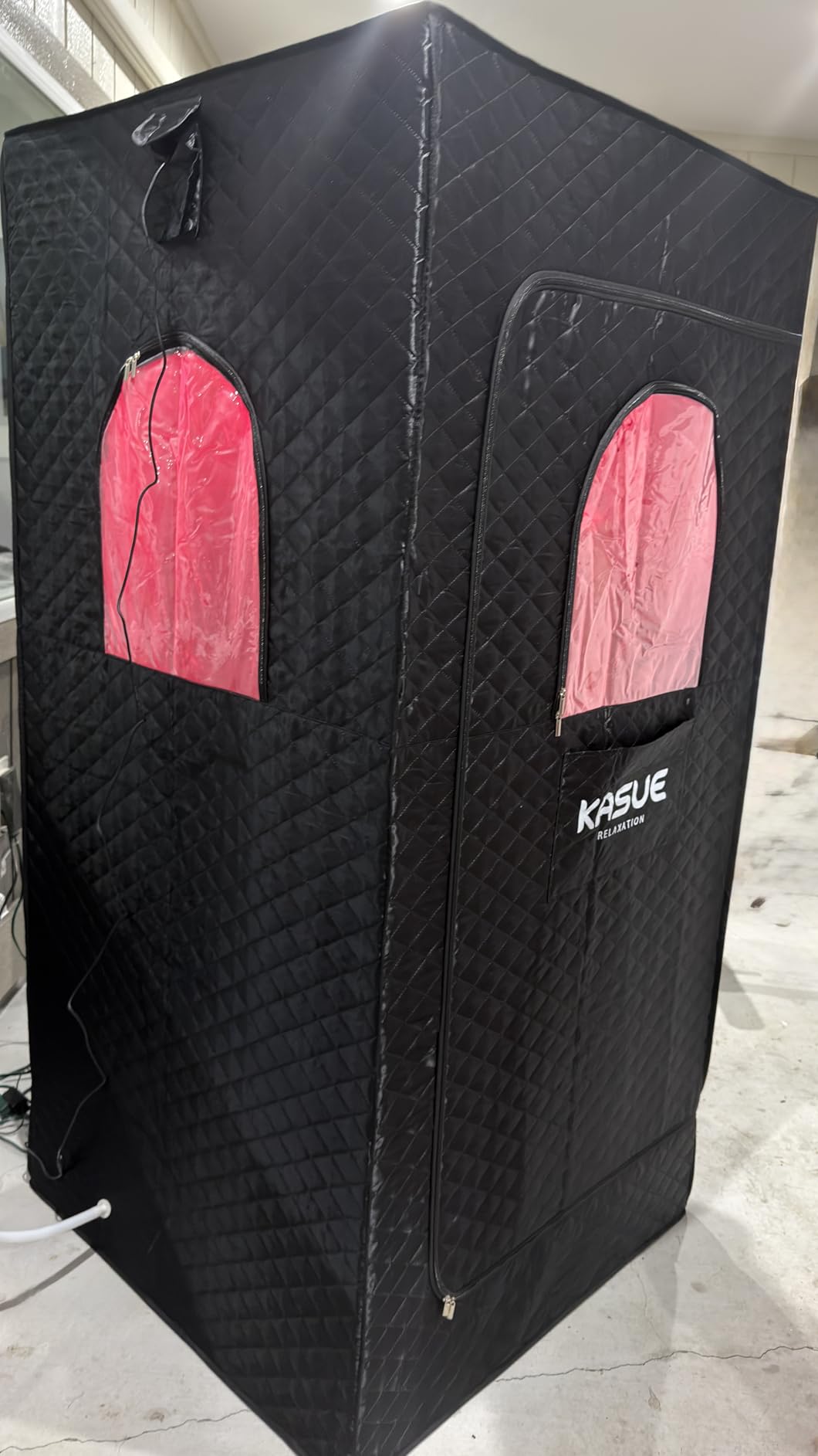 KASUE Portable Infrared Sauna, Steam Sauna with XL Steamer, 5-Layer Waterproof & Heat Insulation for Relaxation, Detoxification, Muscle Pain Relief Indoor & Outdoor(Obsidian Black) customer photo 1