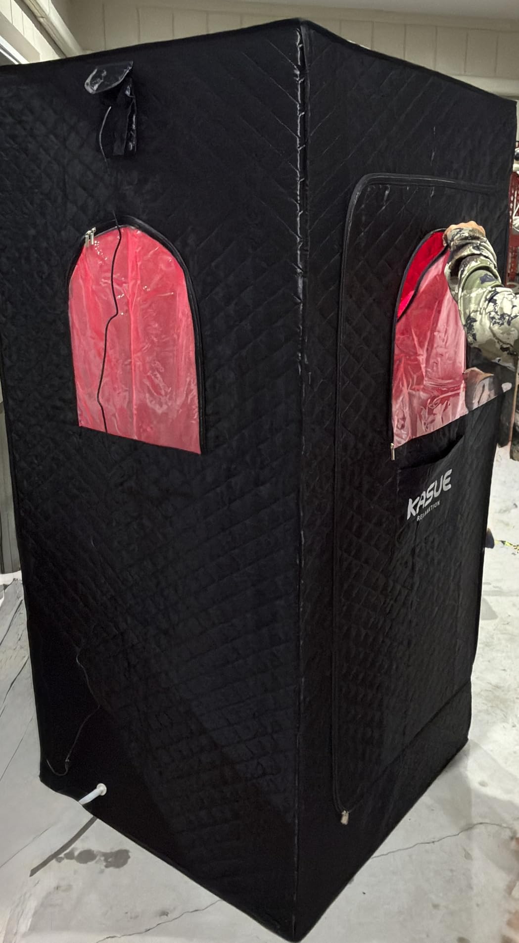 KASUE Portable Infrared Sauna, Steam Sauna with XL Steamer, 5-Layer Waterproof & Heat Insulation for Relaxation, Detoxification, Muscle Pain Relief Indoor & Outdoor(Obsidian Black) customer photo 2