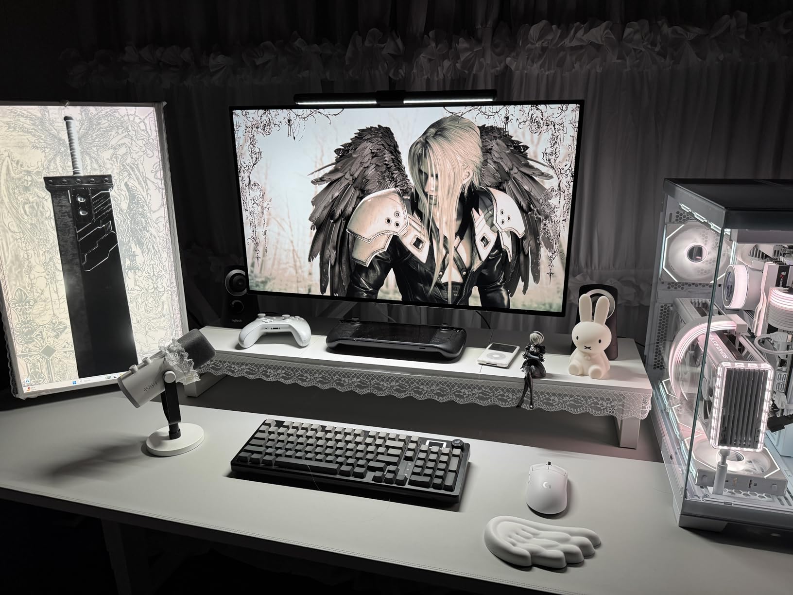 Quntis Monitor Light Bar Pro White, Eye-Care No Glare USB Computer Lamp, Stepless Dimming & Auto-Dimming Brightness, Dual Control, Modern Aesthetic Space Saving Desk Accessories Office Gaming Reading customer photo 1