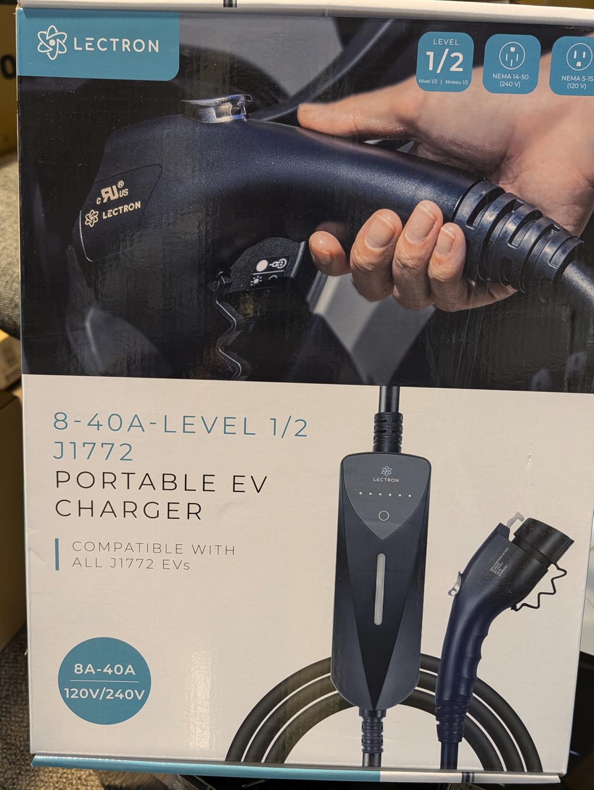 Lectron Level 1/2 (8A - 40A) Tesla NACS Portable EV Charger - Dual-Level Electric Vehicle Charging Station with NEMA 14-50/5-15 Plug - Compatible with All NACS Electric Vehicles customer photo 1