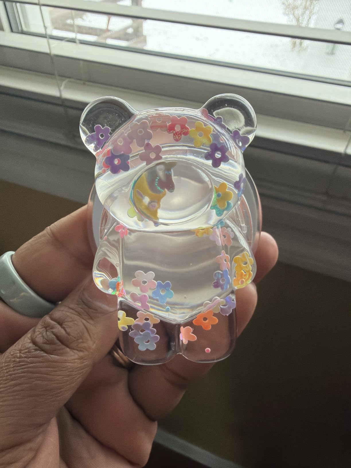 Magnetic 3D Gummy Bear Style Expandable Collapsible Mobile Phone Grip Stand Holder for Smartphone Tablet Cell Phone Accessory (Matte Holographic) customer photo 1