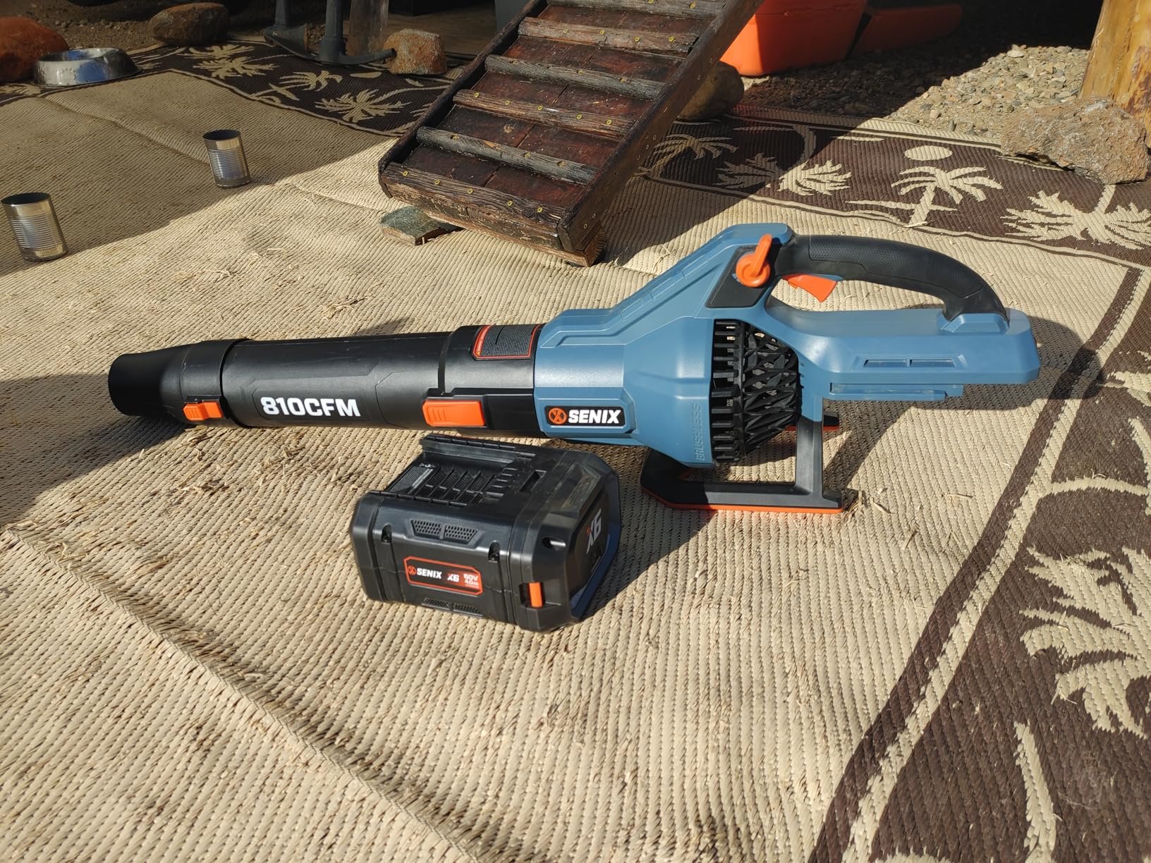 SENIX 60V Backpack Leaf Blower, 2400W Brushless Cordless Leaf Blowers, 950CFM / 140MPH, 4 Speed/Volume Mode, 2 X 6.0Ah Batteries and Dual Port Fast Charger for Yard, Garden customer photo 1