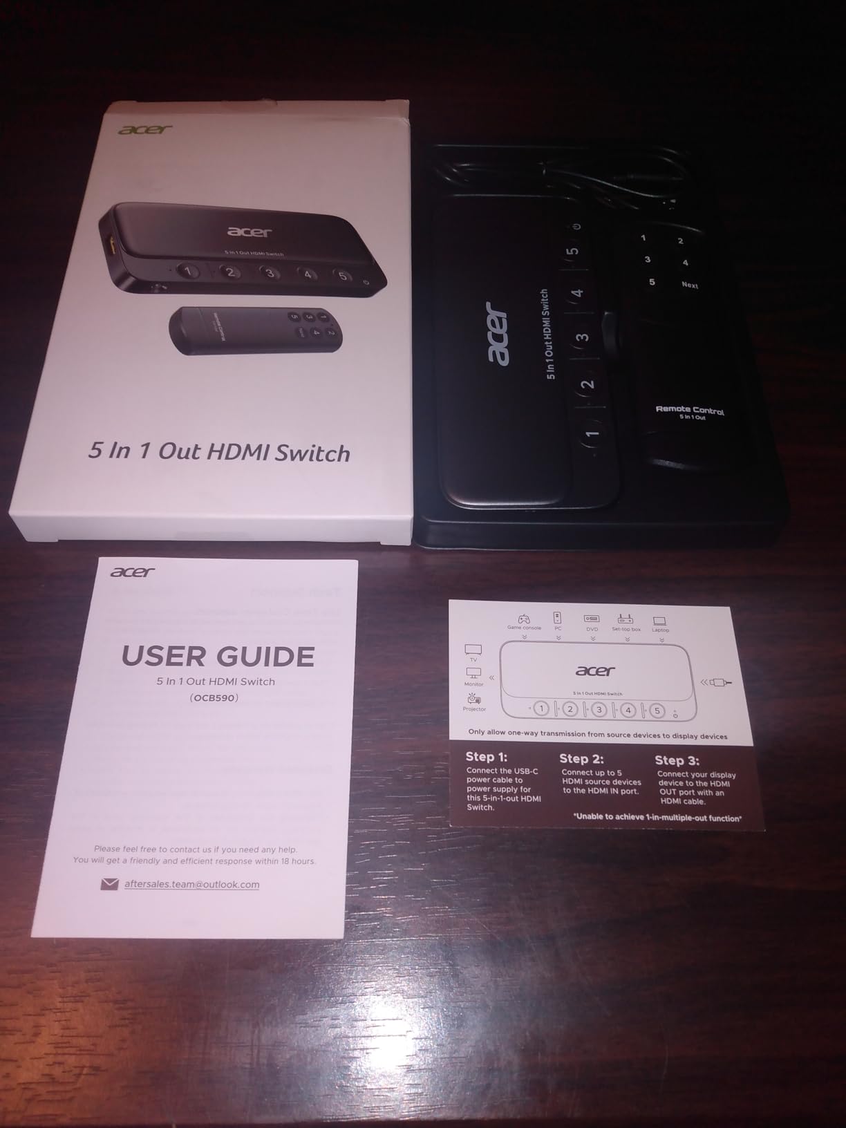 acer HDMI Switch 5 in 1 Out [4K@60Hz, HDMI 2.0, HDCP 2.3, HDR] Switcher with Remote, Supports DTS, Dolby, Work for PS5/Xbox/Switch/Roku/TV Stick/Projector customer photo 2
