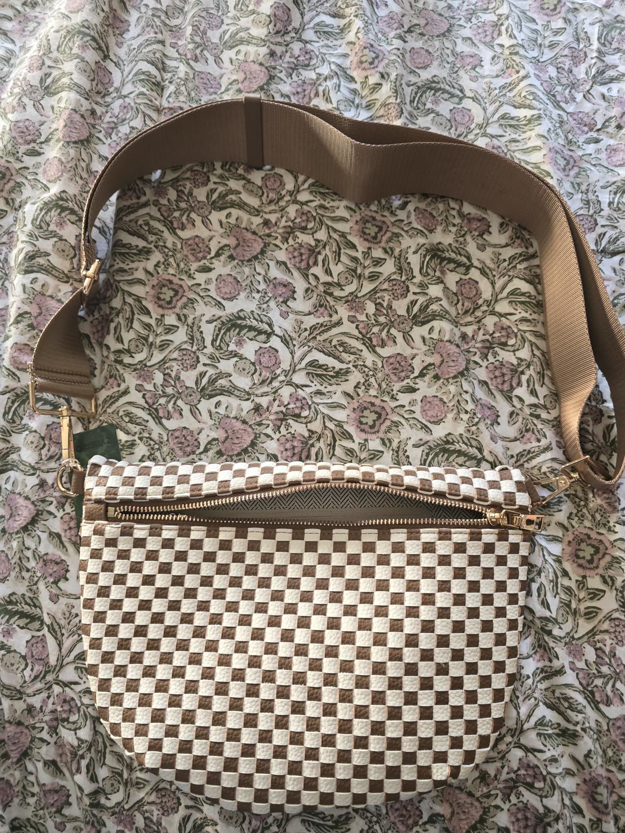 Woven Crossbody Bag for Women, Checkered PU Bum Bag Sling Purse with Adjustable Strap for Travel, Festivals customer photo 2