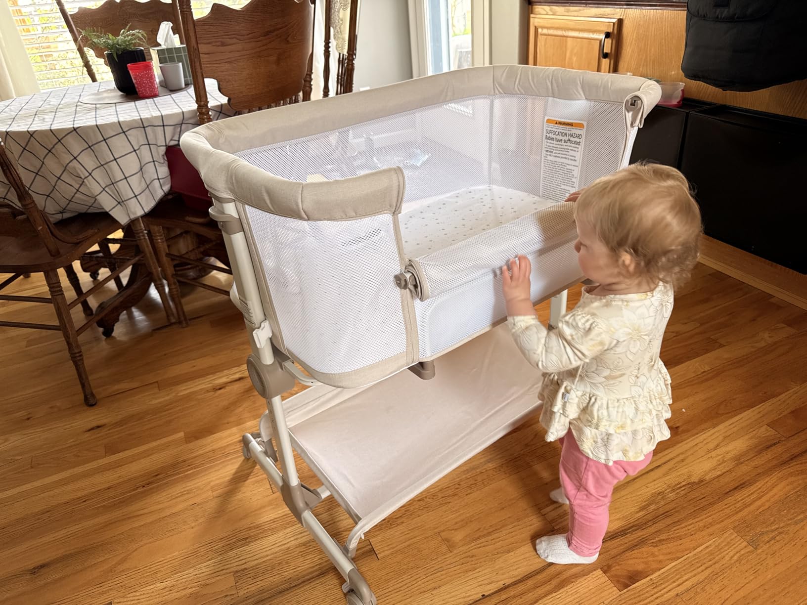 Ezebaby Baby Bassinets Bedside Sleeper, Portable Bedside Bassinet for Baby Newborn Infants with Adjustable 7 Heights and All Mesh Sides, Newborn Crib with Mattress and Soft, Breathable Sheet | Baby bassinets customer photo 1