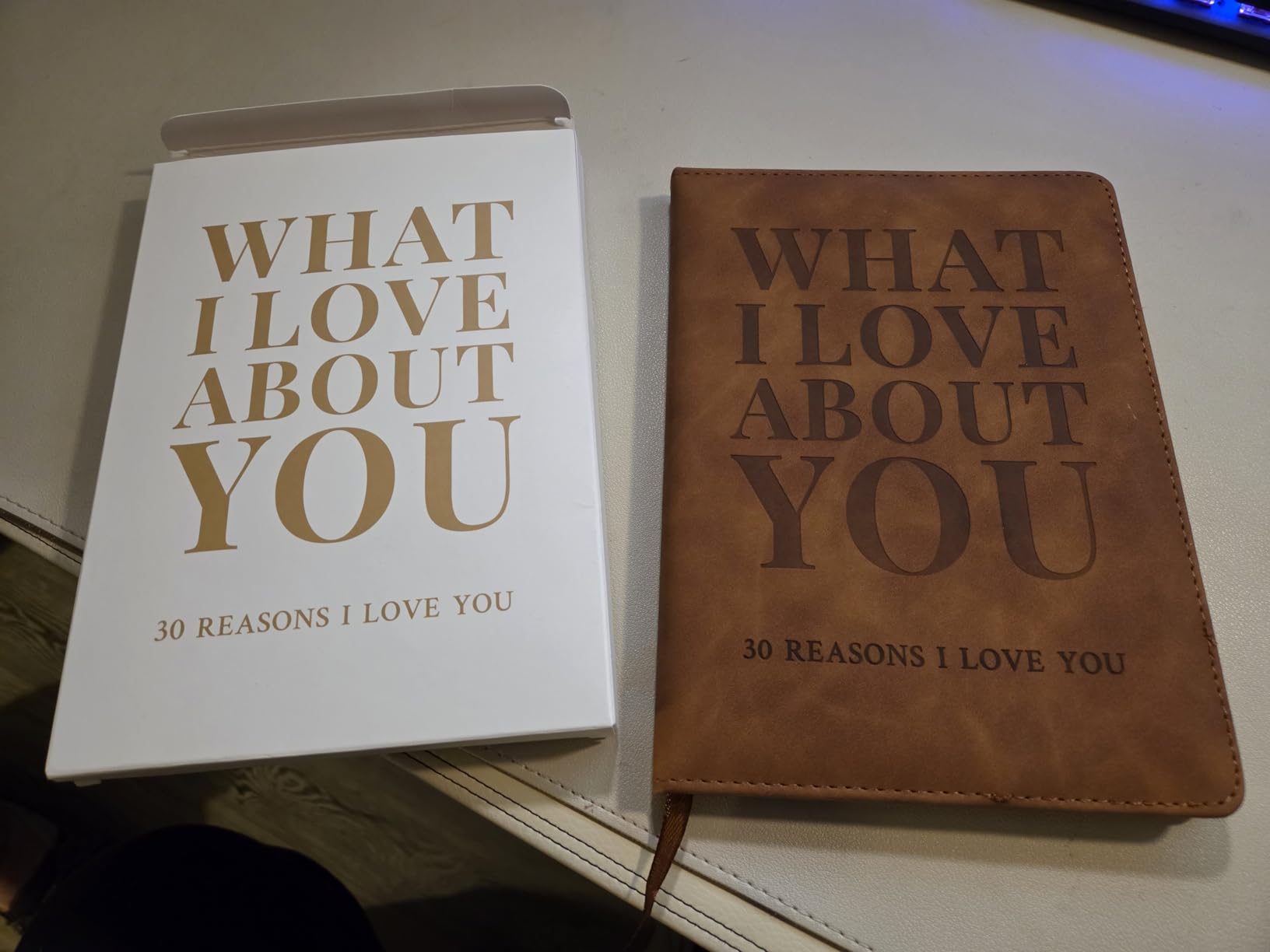 What I Love About You Book - 30 Reasons Why I Love You, Fill-In-The-Blank Journal for Him & Her, Romantic Couples Keepsake (Brown Debossed) customer photo 2
