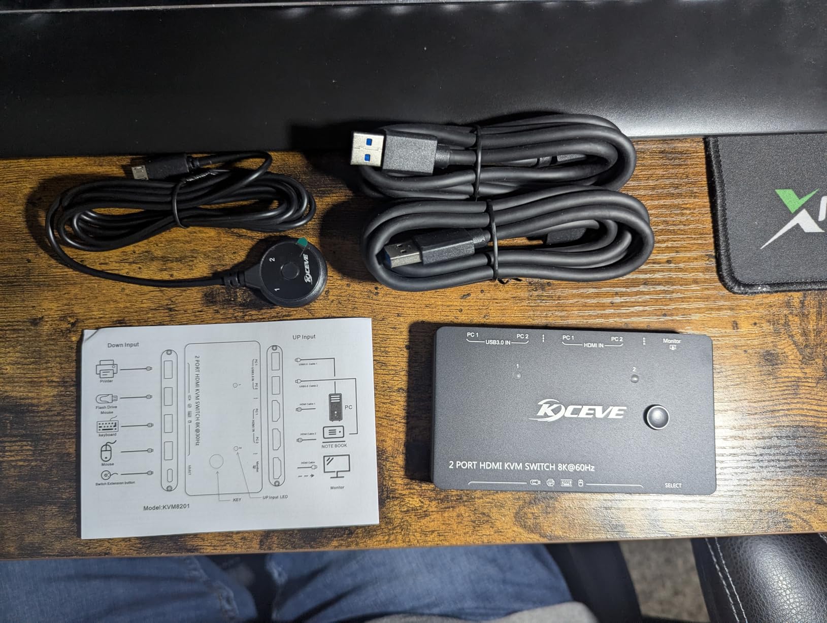 KCEVE KVM Switch 2 Monitors 2 Computers USB C, KVM Switch USB C for 2 Laptops Sharing 2 Monitors and 4 USB3.0 Devices, 4K@60Hz, 100W PD, MST, Power Adapter and Wired Remote customer photo 2