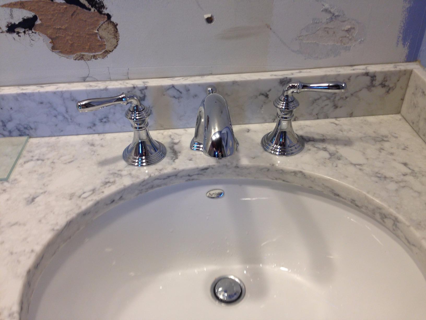 KOHLER K-394-4-BN Devonshire Widespread Bathroom Sink Faucet, Pop-Up Drain Assembly, 3-Hole Bathroom Faucets, 2-Handle, 1.2 GPM, Vibrant Brushed Nickel customer photo 2