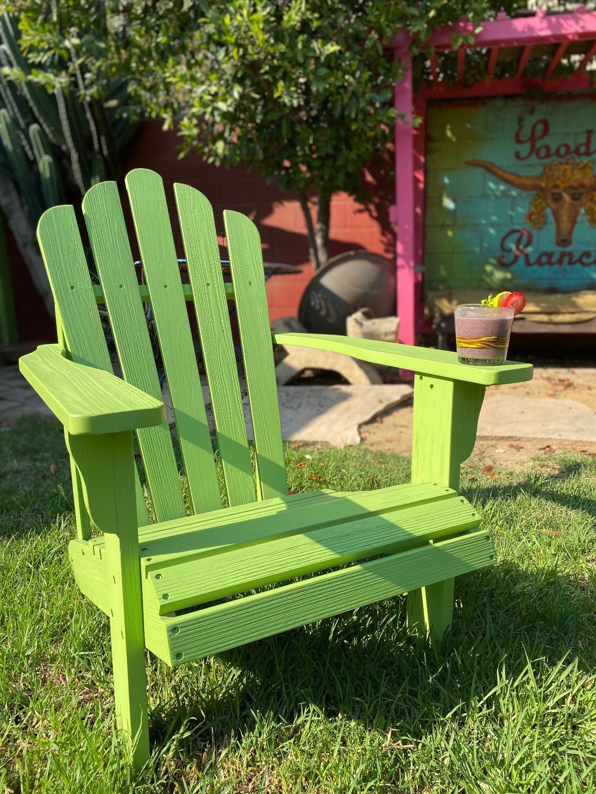Shine Company Westport Wooden Adirondack Chair, Outdoor Patio Firepit Chairs, Back & Seat Pre-Assembled, Natural customer photo 1