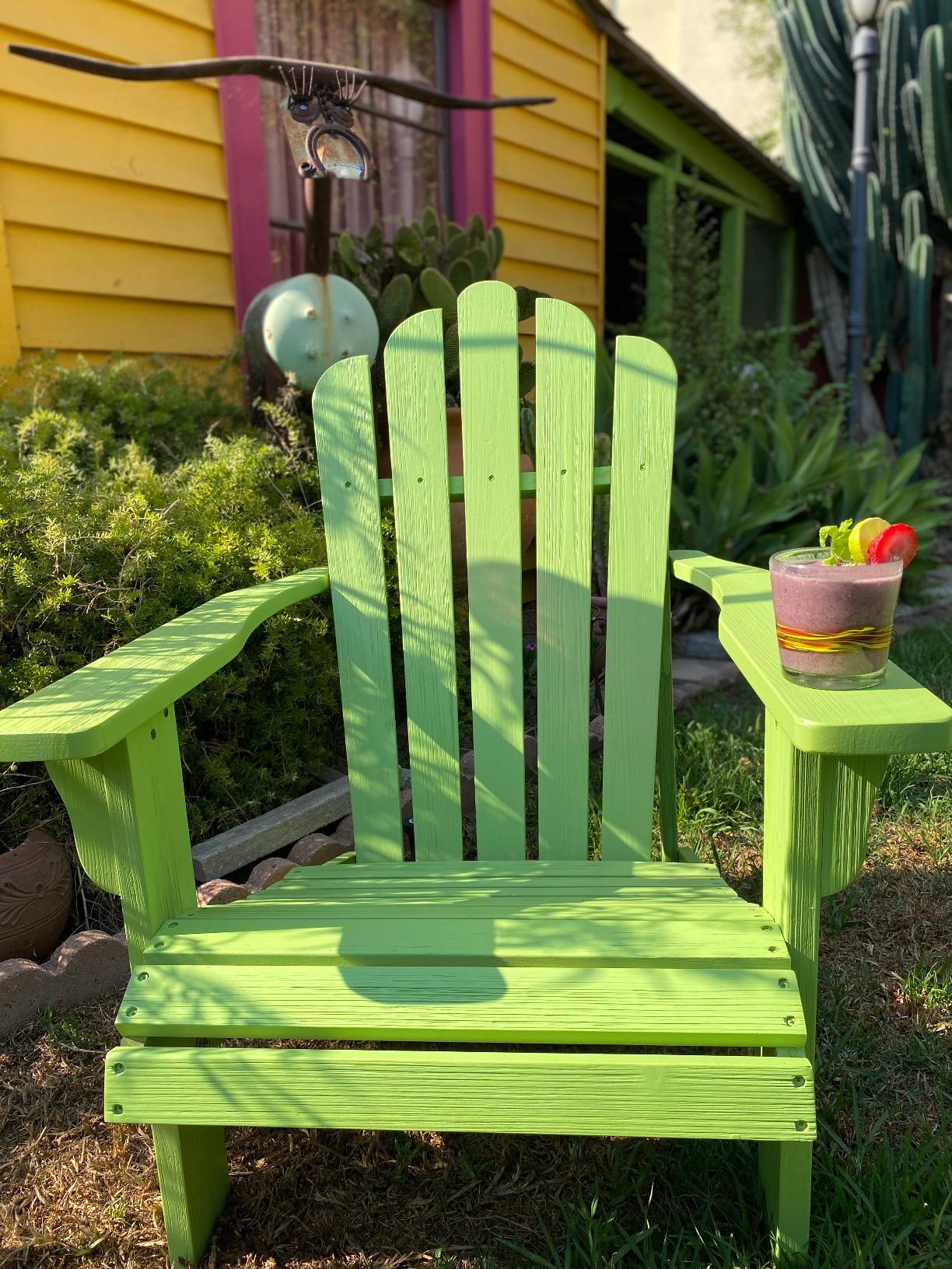 Shine Company Westport Wooden Adirondack Chair, Outdoor Patio Firepit Chairs, Back & Seat Pre-Assembled, Natural customer photo 2
