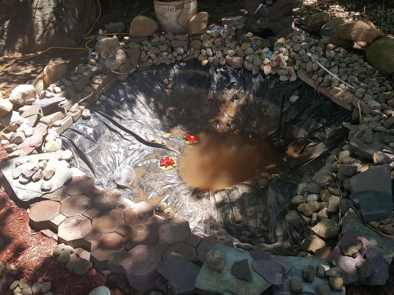 Koolscapes 84 Gallon Starter Pond Kit with 200 GPH Pump, Water Bell and Double Daisy Fountain Nozzles, 6 x 6 Ft Flexible Liner, Fish-Friendly Backyard Koi Pond Kit customer photo 1