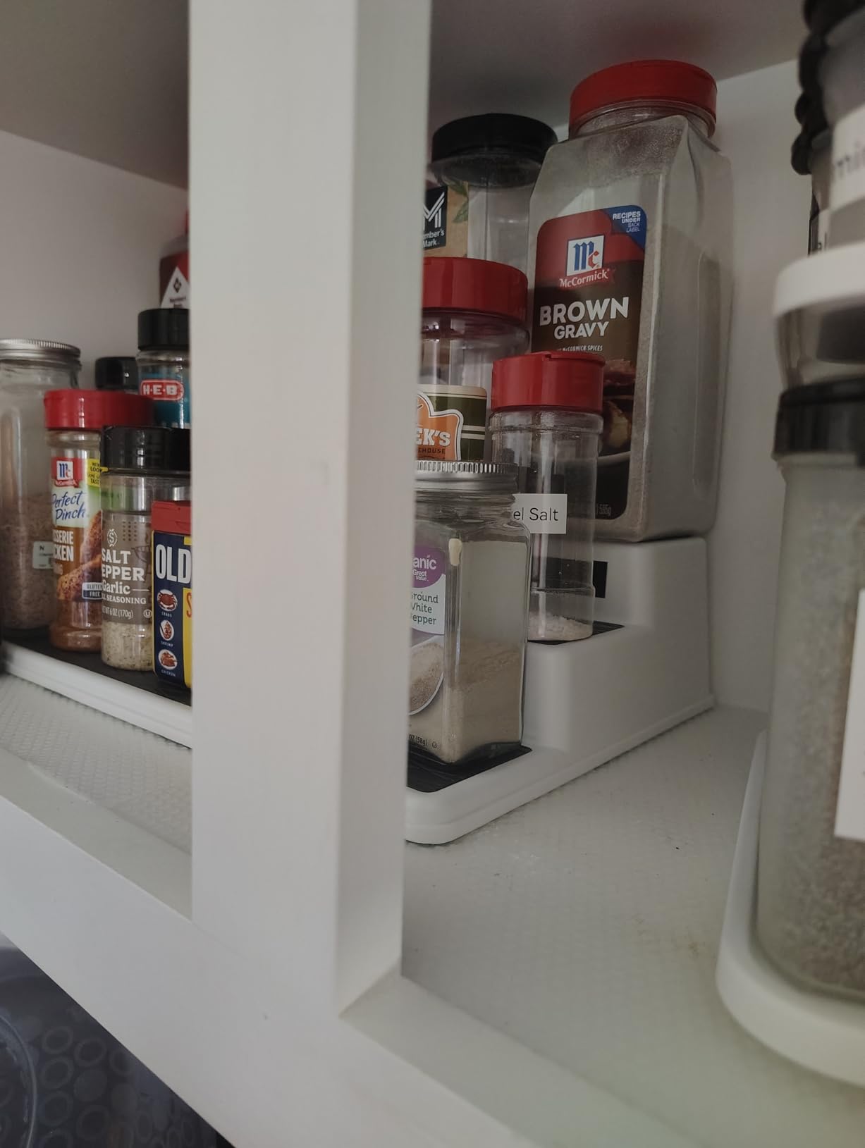 Copco 3-Tier Non-Skid Spice Rack Organizer for Kitchen Cabinet or Pantry, 15-Inch Tiered Shelf, White/Gray, Slip-Resistant Design for Jars and Bottles customer photo 1