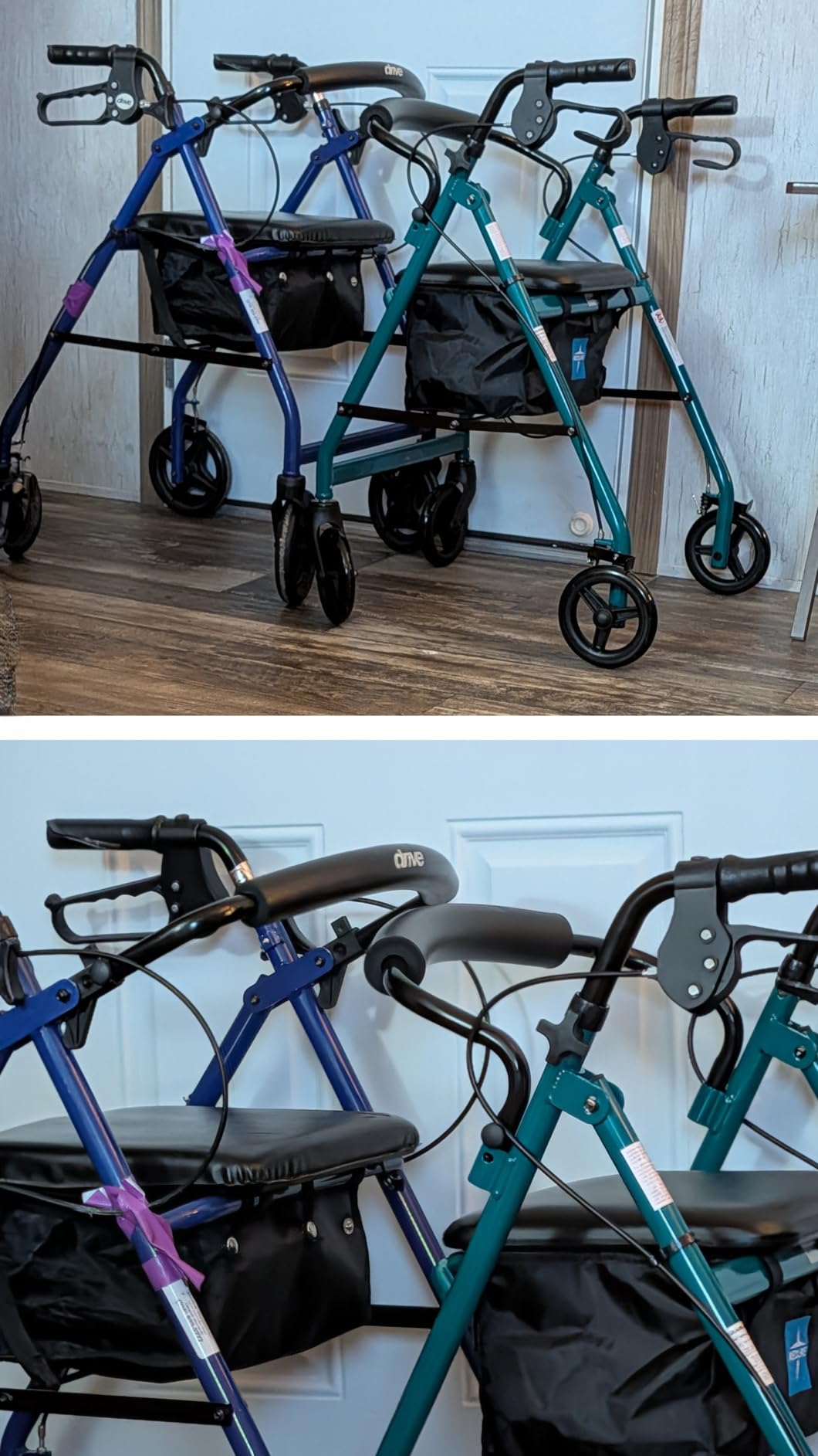 Medline Aluminum Rollator Walker with Seat, Blue, 250 lb. Weight Capacity, Lightweight, 6
