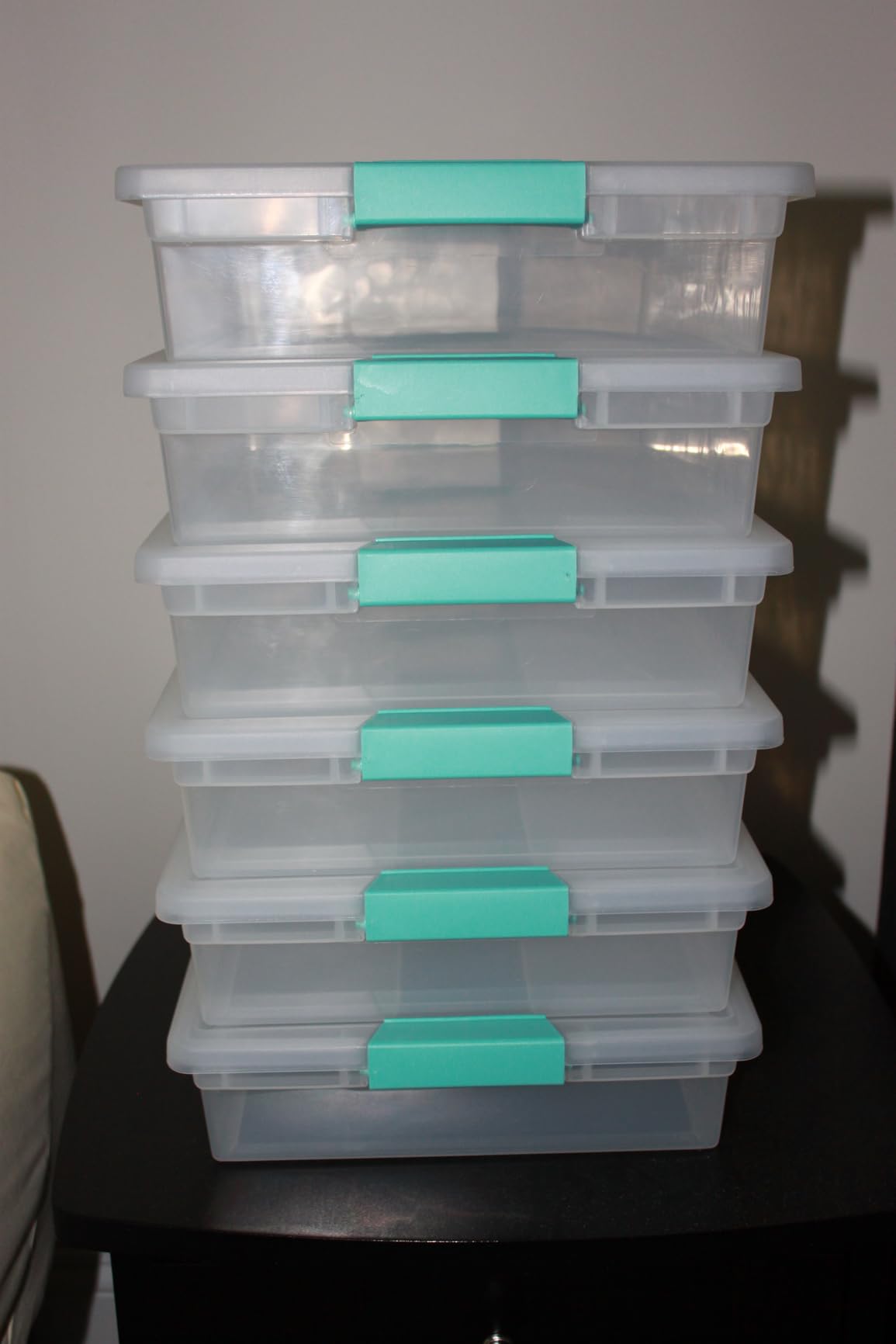 Sterilite 6-Pack Clip Box, Stackable Clear Plastic Bins with Latching Lids, Large - Writing, Arts or Crafts Supplies Storage Containers for Home, Office, Classroom and Workshop Organization customer photo 1