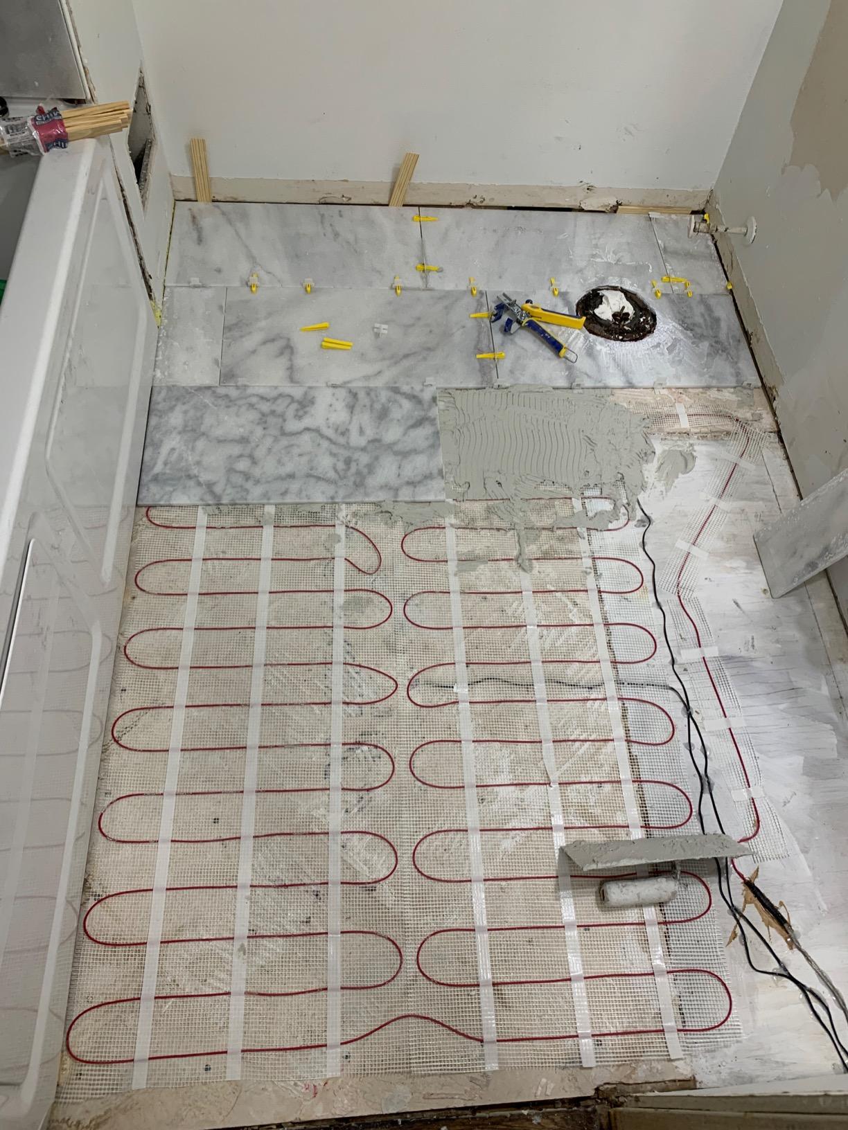 20 Sqft Electric Radiant Floor Heating Mat - 120V Heated Tile Floor System with Programmable Thermostat (TH115), Floor Sensor, Installation Monitor & 25 Year Warranty, USA Made customer photo 2