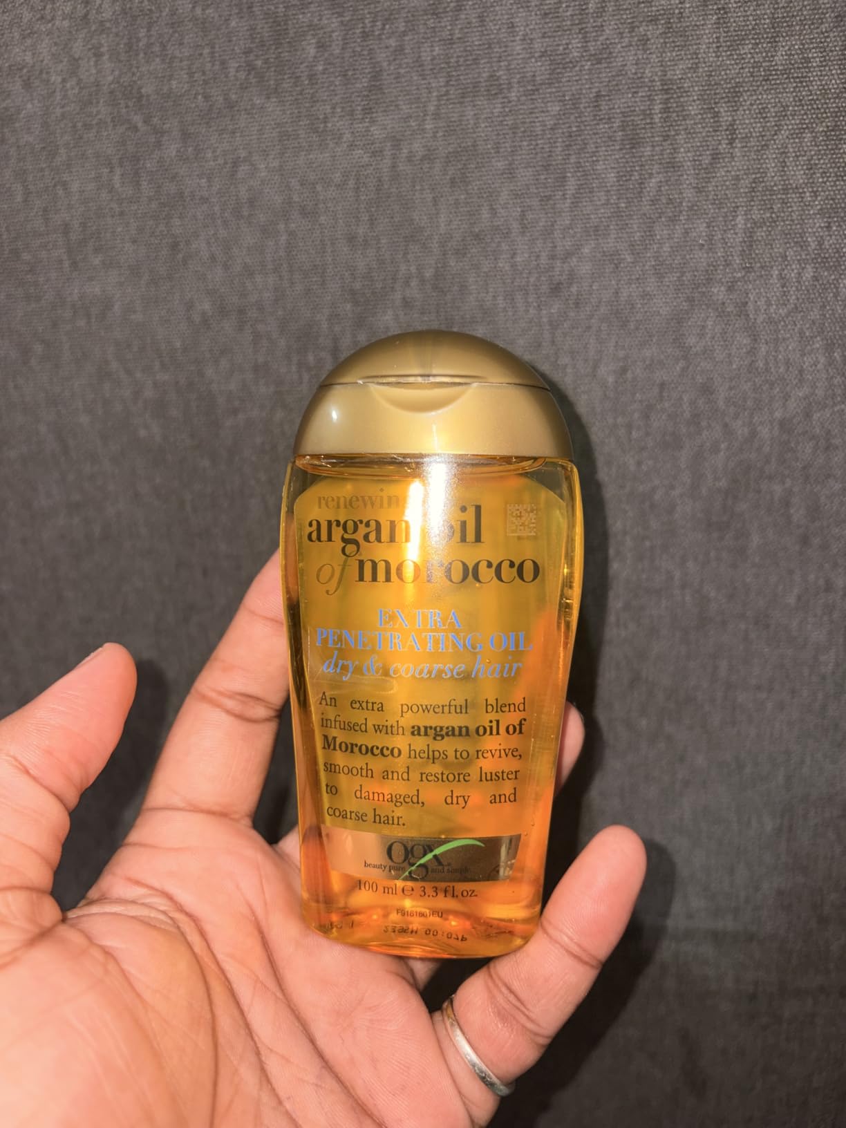 OGX Renewing + Argan Oil of Morocco Hair Oil, Extra Strength Penetrating Serum Treatment for Dry, Damaged, Frizzy, Curly & Coarse Hair, Cold-Pressed Argan Oil, Shine, 3.3 Fl Oz customer photo 2