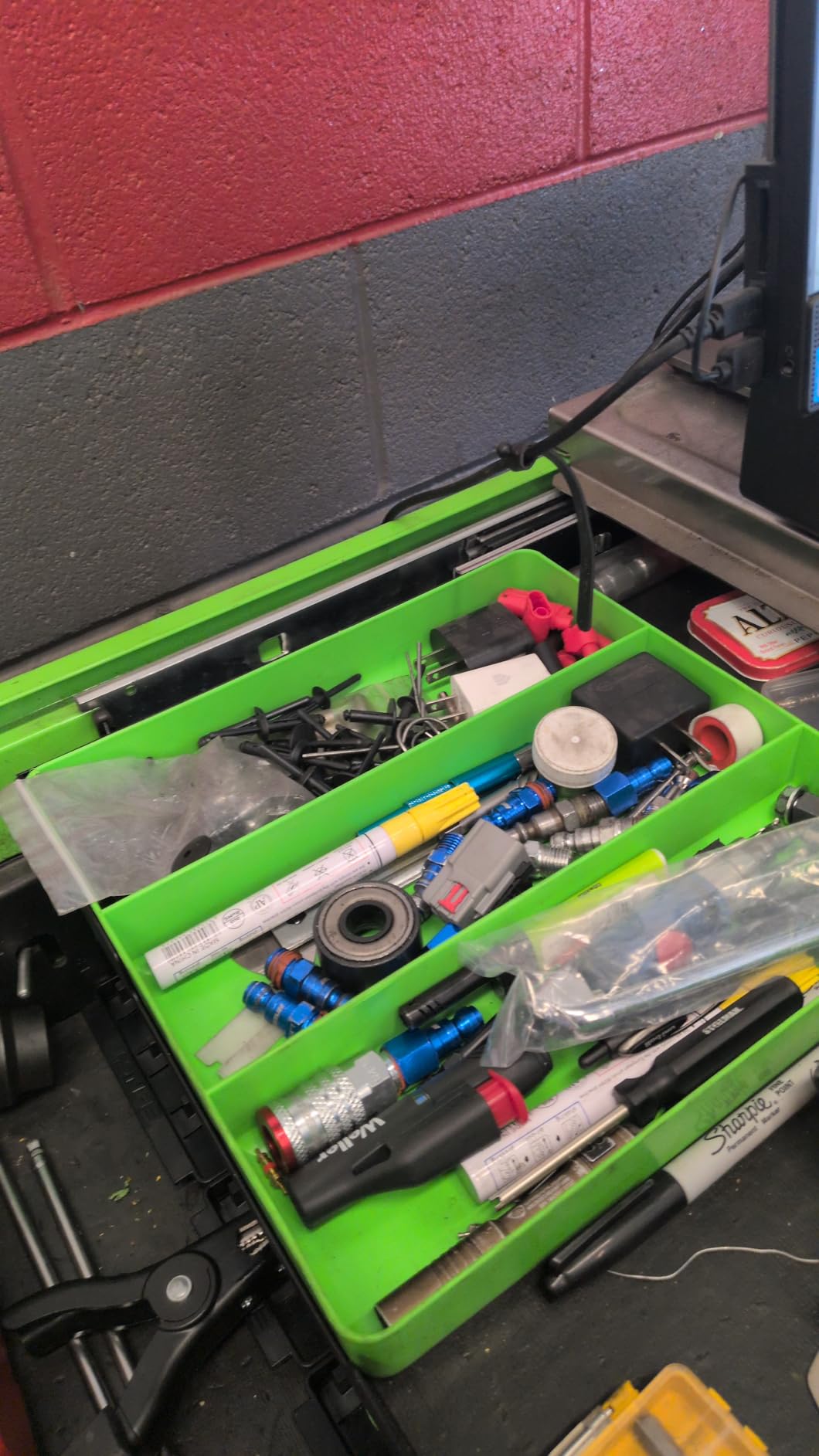 Ernst MFG 10 Compartment Drawer Organizer: Heavy Duty Stackable Tray for Automotive Tool Organization -Low Profile Toolbox - Nuts and Bolts, Tools, Parts, Easy to Clean - Black - Made in the USA customer photo 1