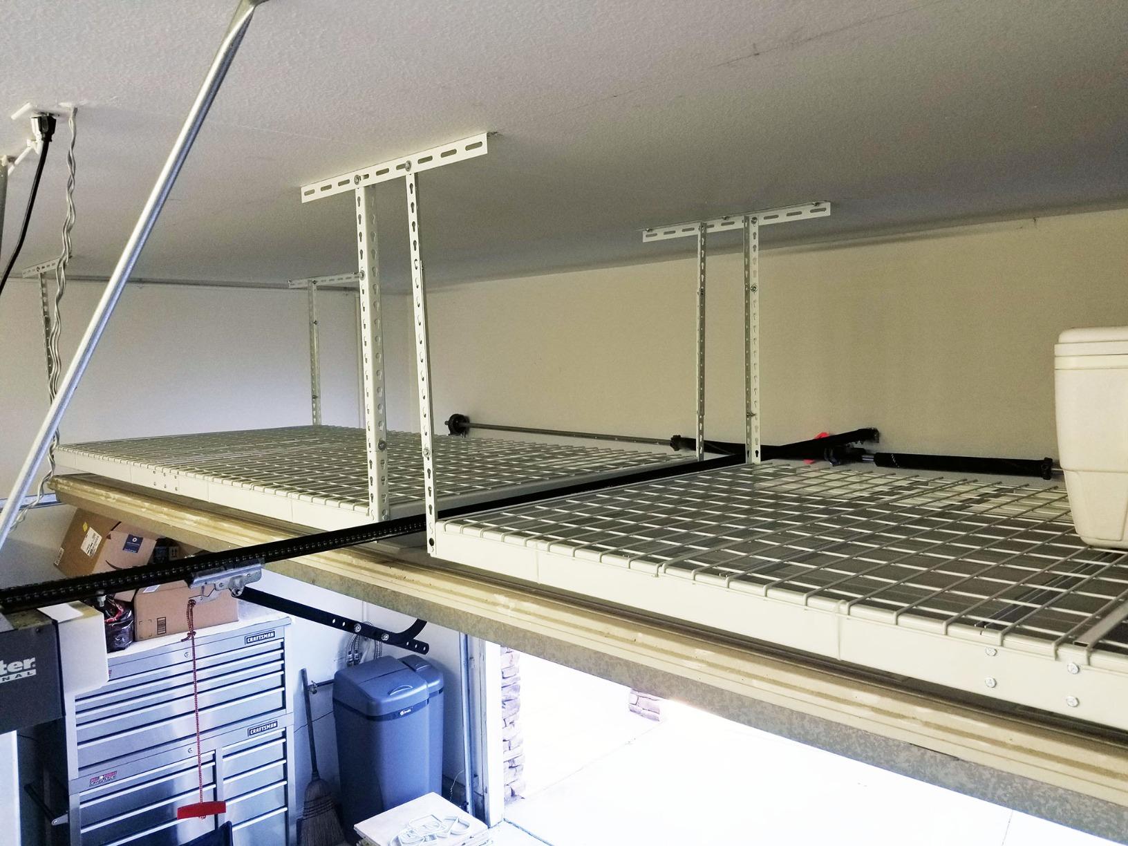 SafeRacks 4 ft x 8 ft Overhead Storage Rack Adjustable 24 in - 45in Height (White) With Accessory Pack With 5-Piece Hook Accessory Pack customer photo 1