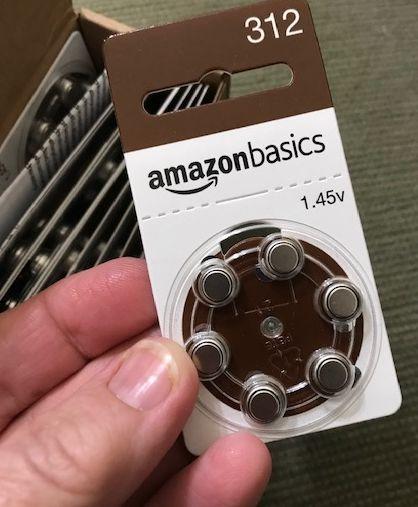 Amazon Basics 60-Pack Hearing Aid Batteries Size 312, 1.45 Volt, Zinc Air Technology, Long-Lasting, 4-Year Shelf Life, Mercury Free, Brown Tab, Child-Safe Package customer photo 1