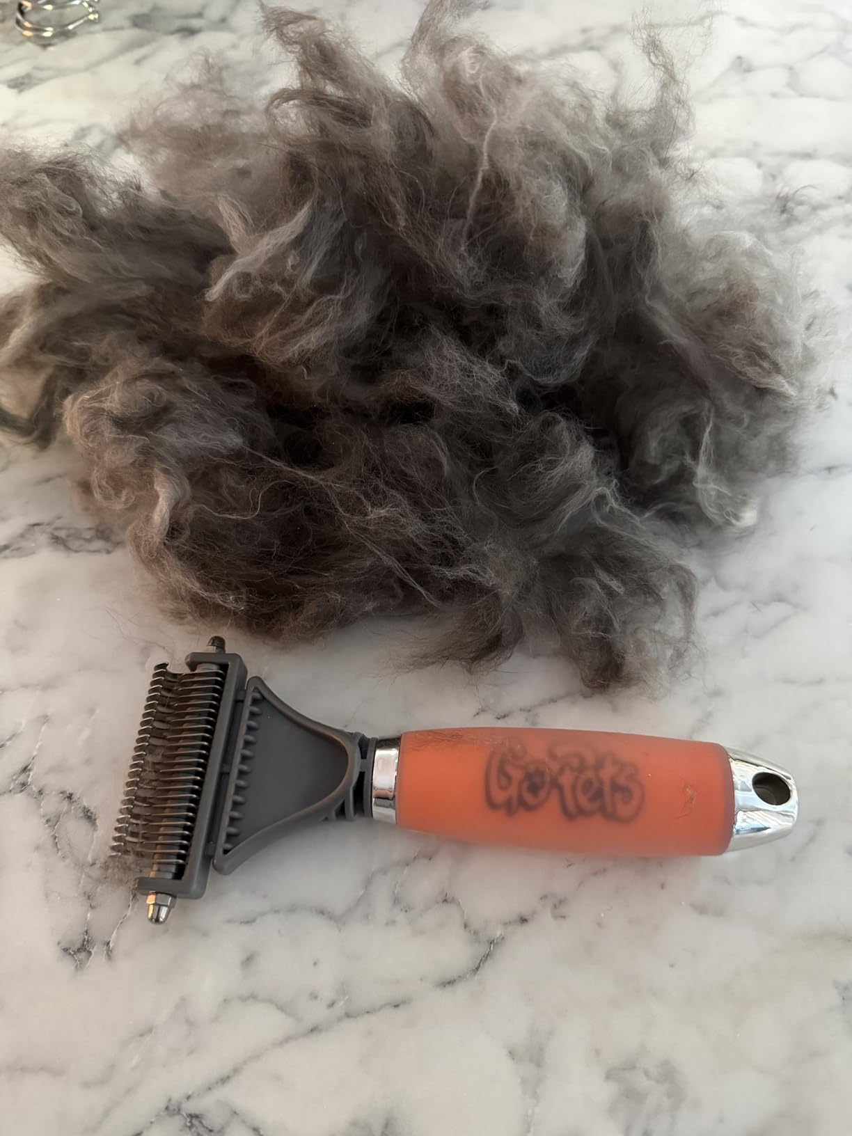 GoPets 2-in-1 Dematting Comb for Dogs, Pet Grooming Rake, Double-Sided Dog Brush for Shedding, Deshedding Brush for Cats, Undercoat Mat Dematting Tool for Long Haired Cats, Grooming Matting Hair customer photo 2