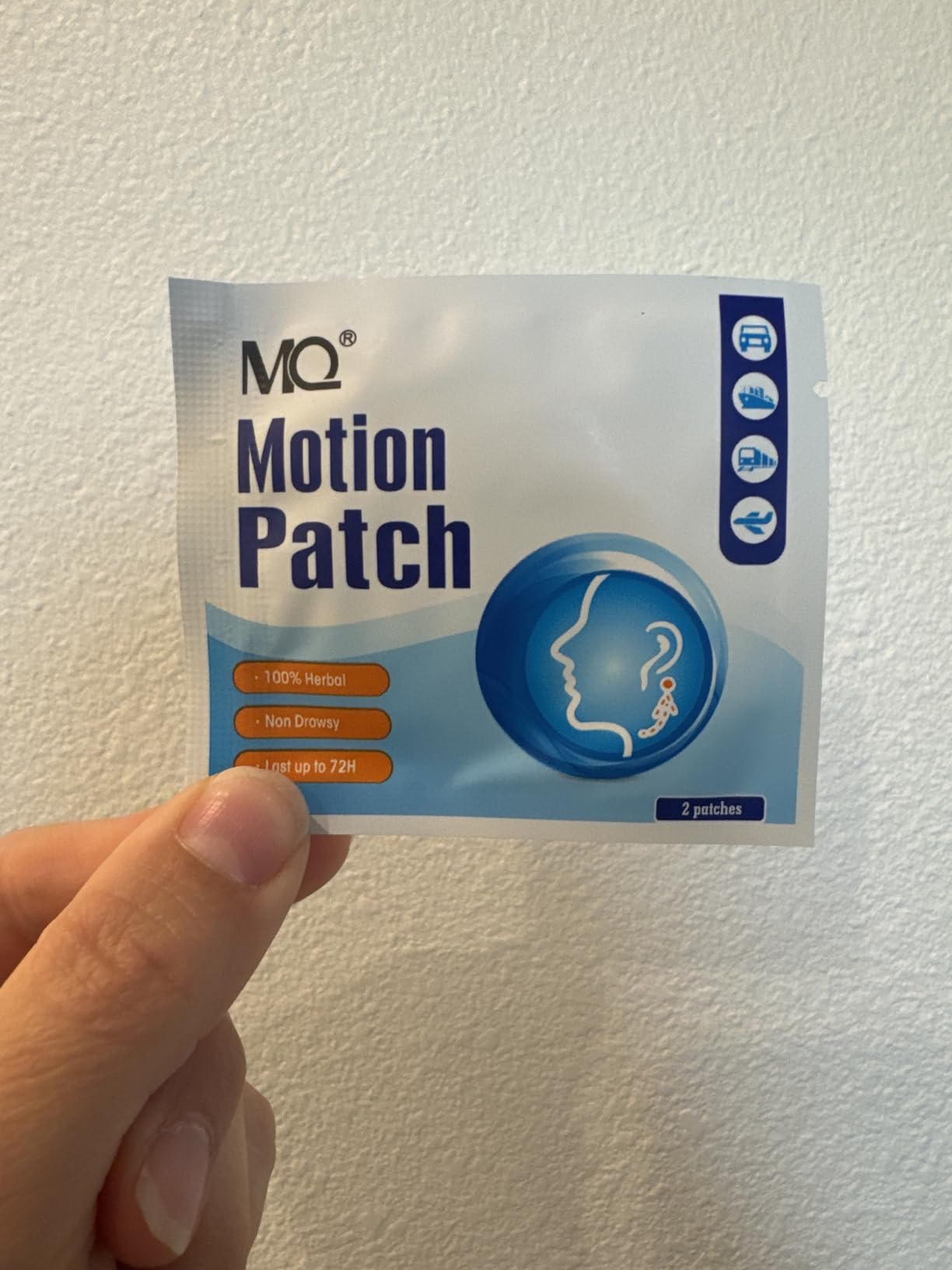 MQ Motion Sickness Patch,20 Count,Non Drowsy Sea Sickness Patches Behind Ear for Cruise Ship Travel, Waterproof Car Sick Patches Fast Acting & Long Last 72H customer photo 2