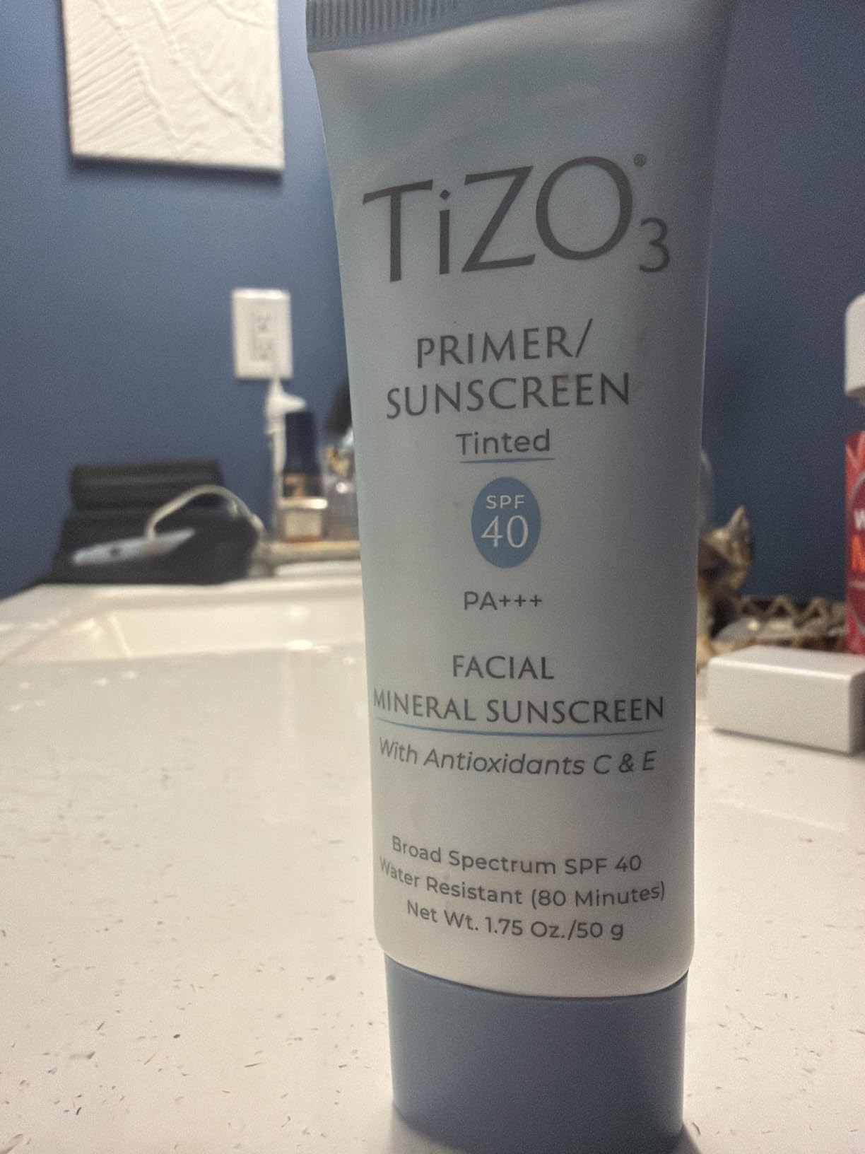 TiZO3 Facial Mineral Sunscreen and Primer, Tinted Broad Spectrum SPF 40 with Antioxidants, Sheer matte finish, Fragrance-Free, Oil-Free, Dermatologist-recommended, PA+++ 1.75 oz customer photo 1
