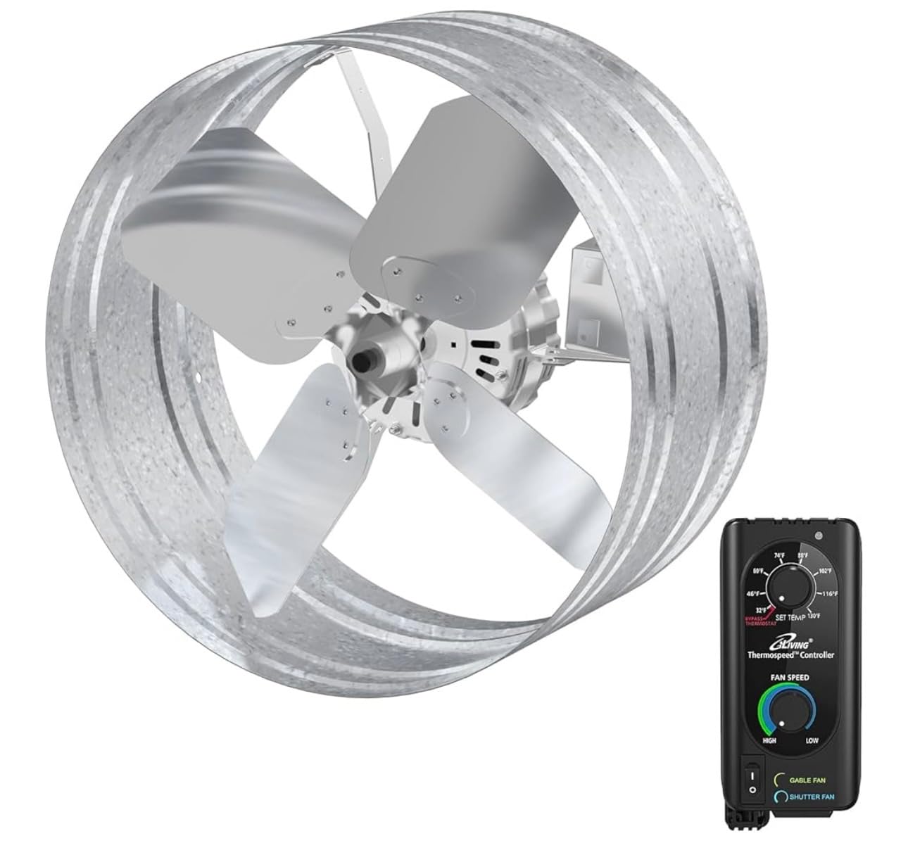 iLiving ILG8G14-12T Automatic Gable Mount Attic Ventilator Fan with Adjustable Thermostat, 2.85 Amp, 2339 CFM, Single-Speed | Automatic, 2339 CFM, 3.10 Amp, Single-Speed customer photo 2