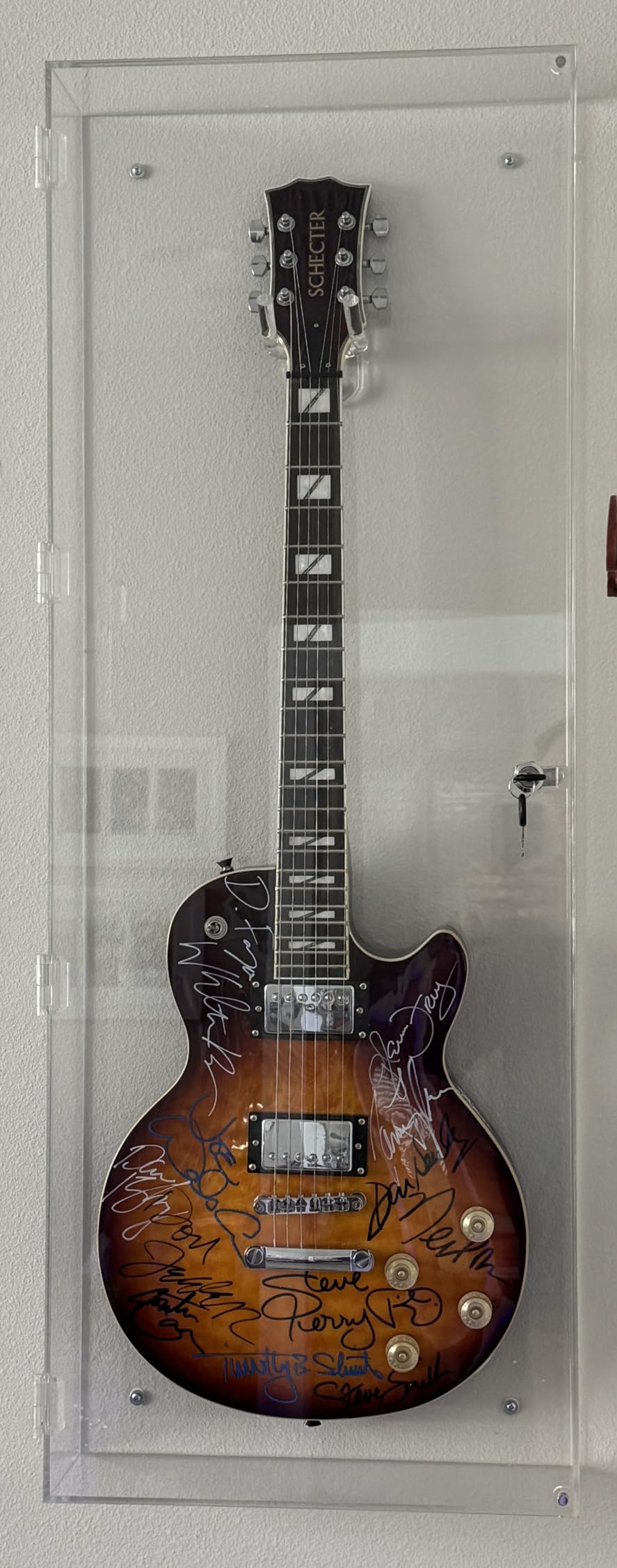 DisplayGifts Electric Guitar Display Case Rack Hanger Stand Wall Mount Cabinet Lockable 98% UV Protection Guitar Case Frame customer photo 1
