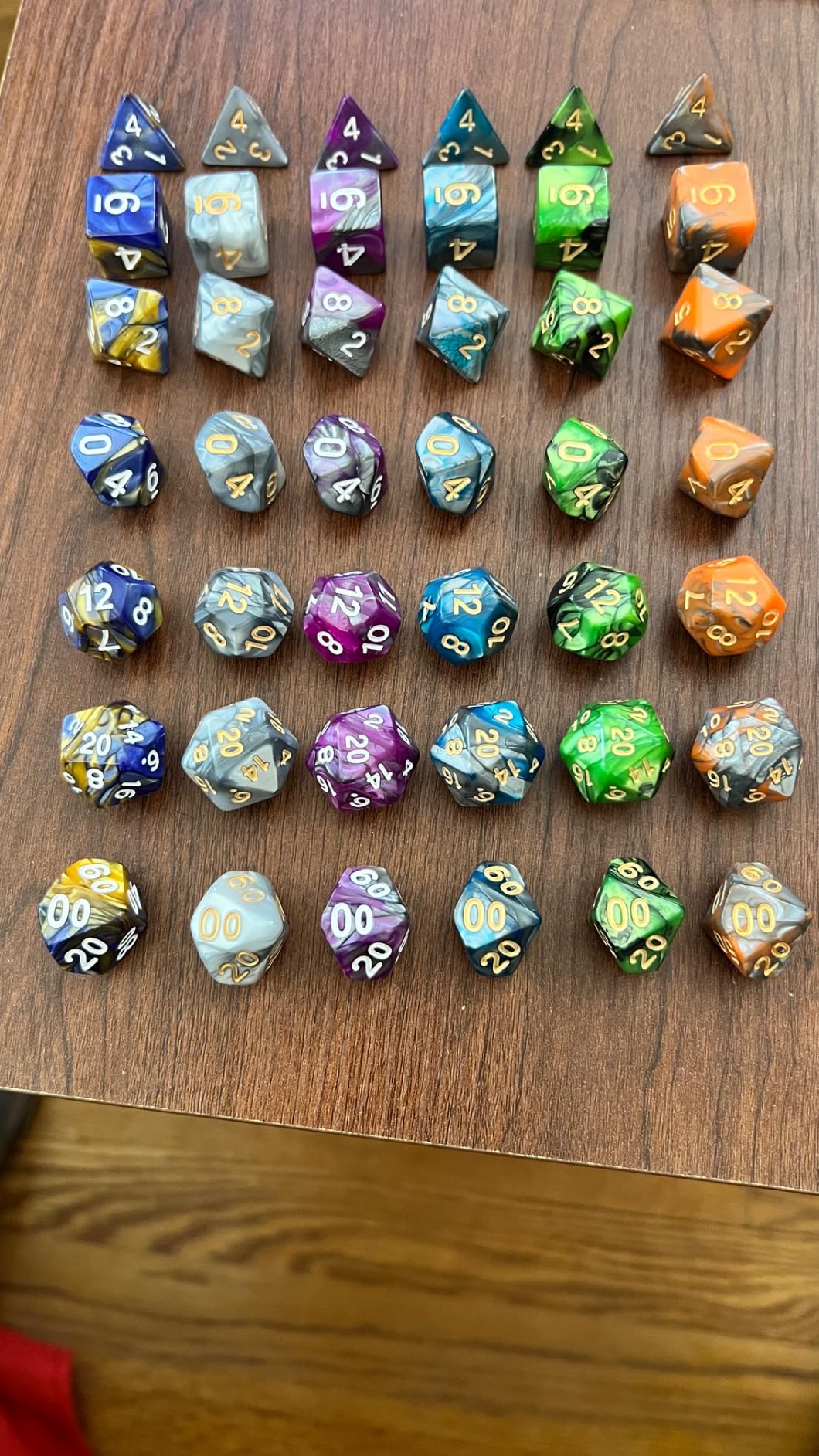 SmartDealsPro 5 x 7-Die Double-Colors Polyhedral Dice Sets with Pouches for D&D DND RPG MTG Dungeon and Dragons Table Board Roll Playing Games customer photo 1