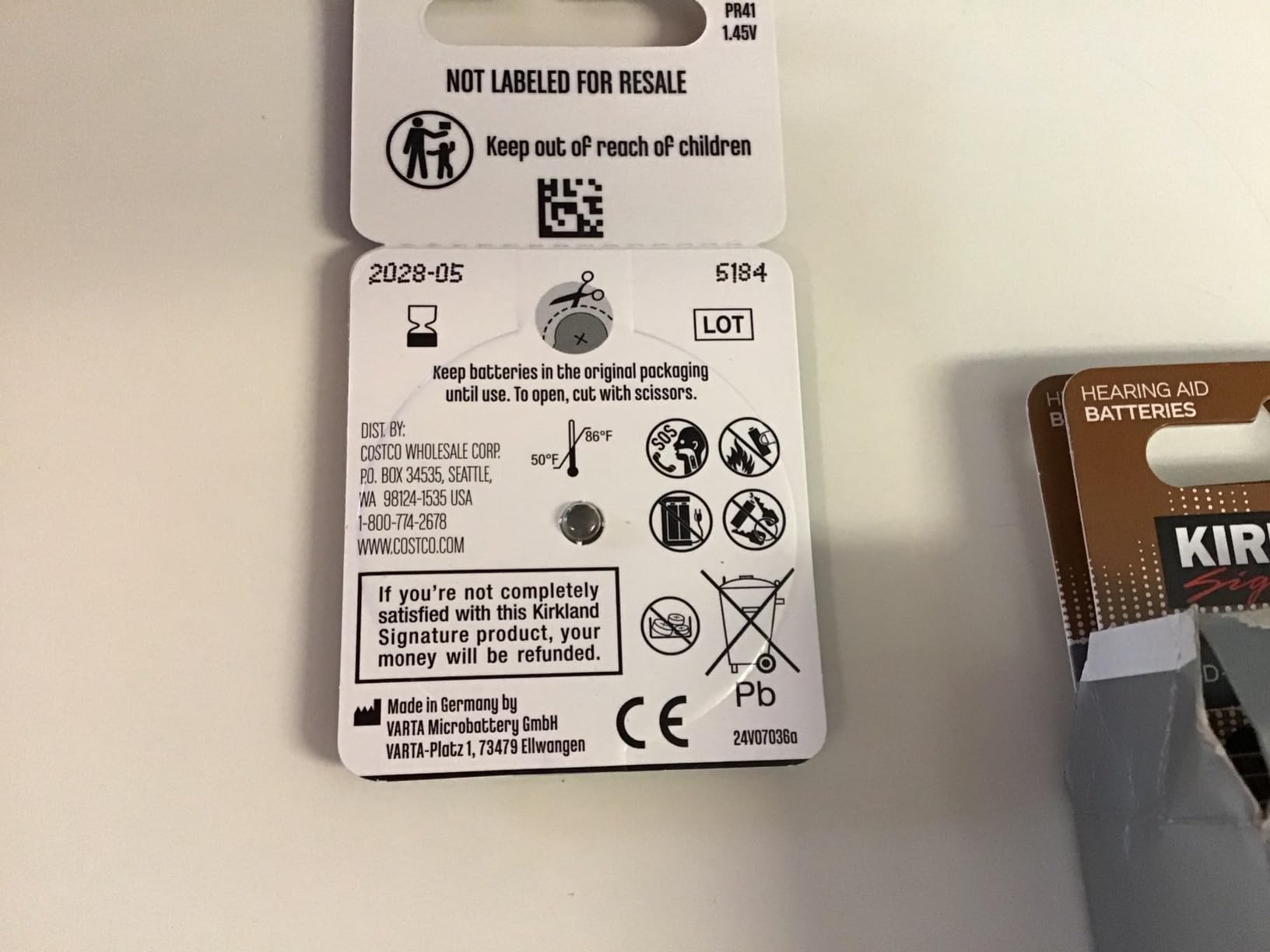 Kirkland Signature 1.45 Volt Mercury Free Premium Quality Hearing Aid Batteries, 312 (48-Pack) customer photo 2