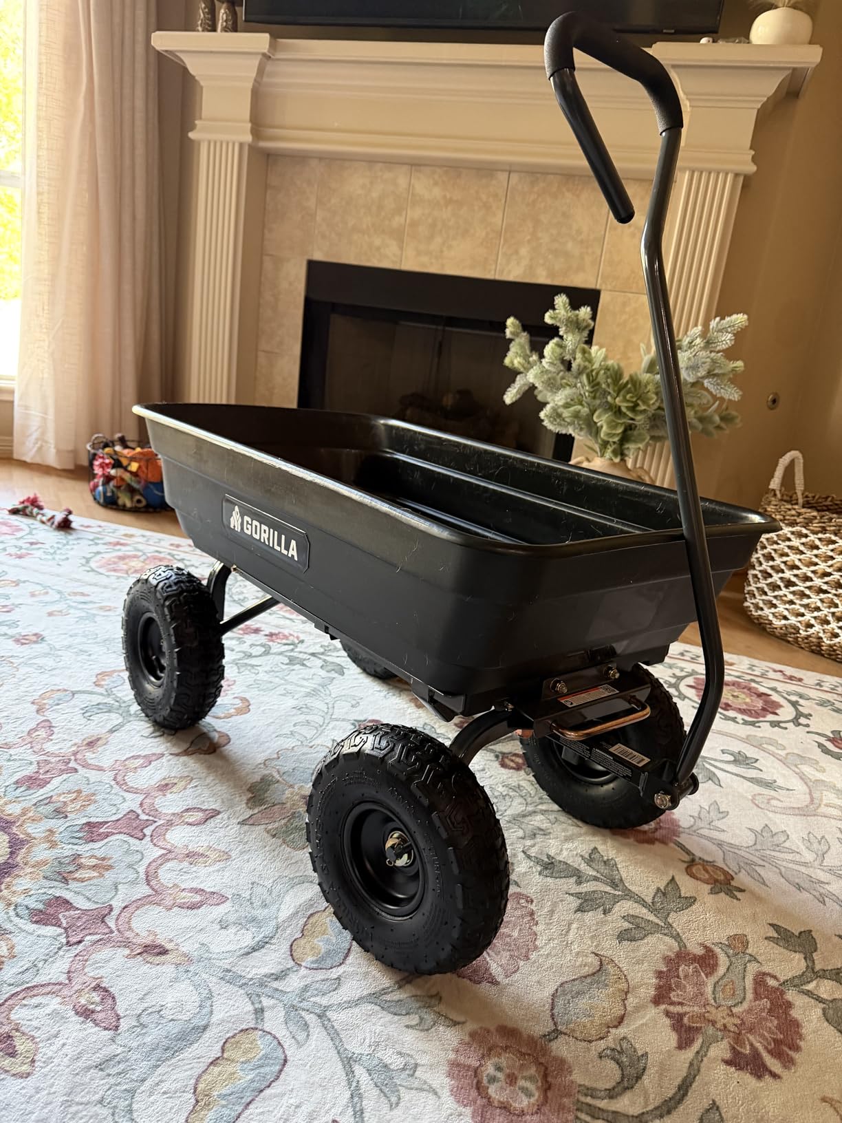 Gorilla Carts Heavy-Duty Poly Dump Cart, 5 Cu Ft Tub, 800 lb Haul Capacity, Gray - Towable Utility Wagon with Quick-Release Dumping & Pneumatic Tires for Yard, Landscaping and Gardening customer photo 2