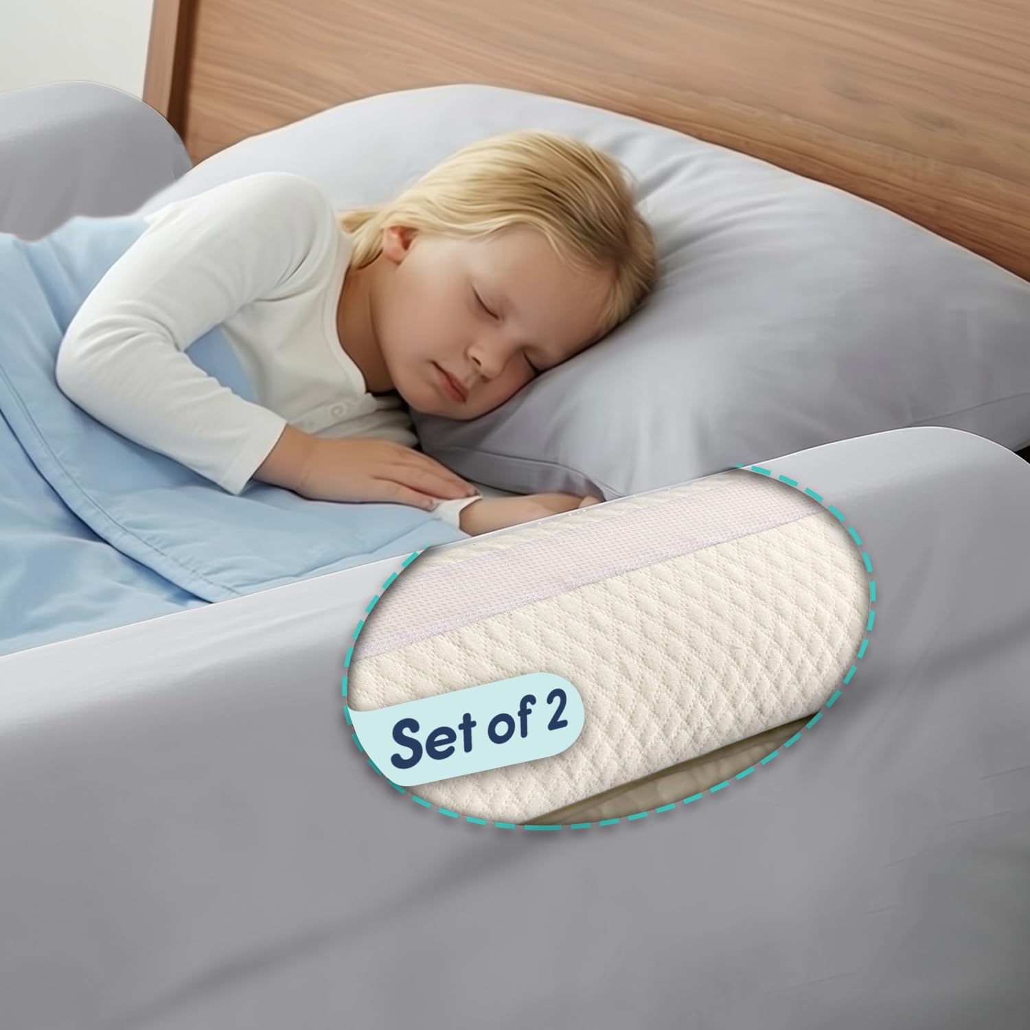 Hiccapop [2-Pack] Foam Bed Bumpers for Toddlers, Toddler Bed Rails w/ Water-resistant Cover, Bed Guard Rail for Toddlers for Twin, Queen, King Beds customer photo 1