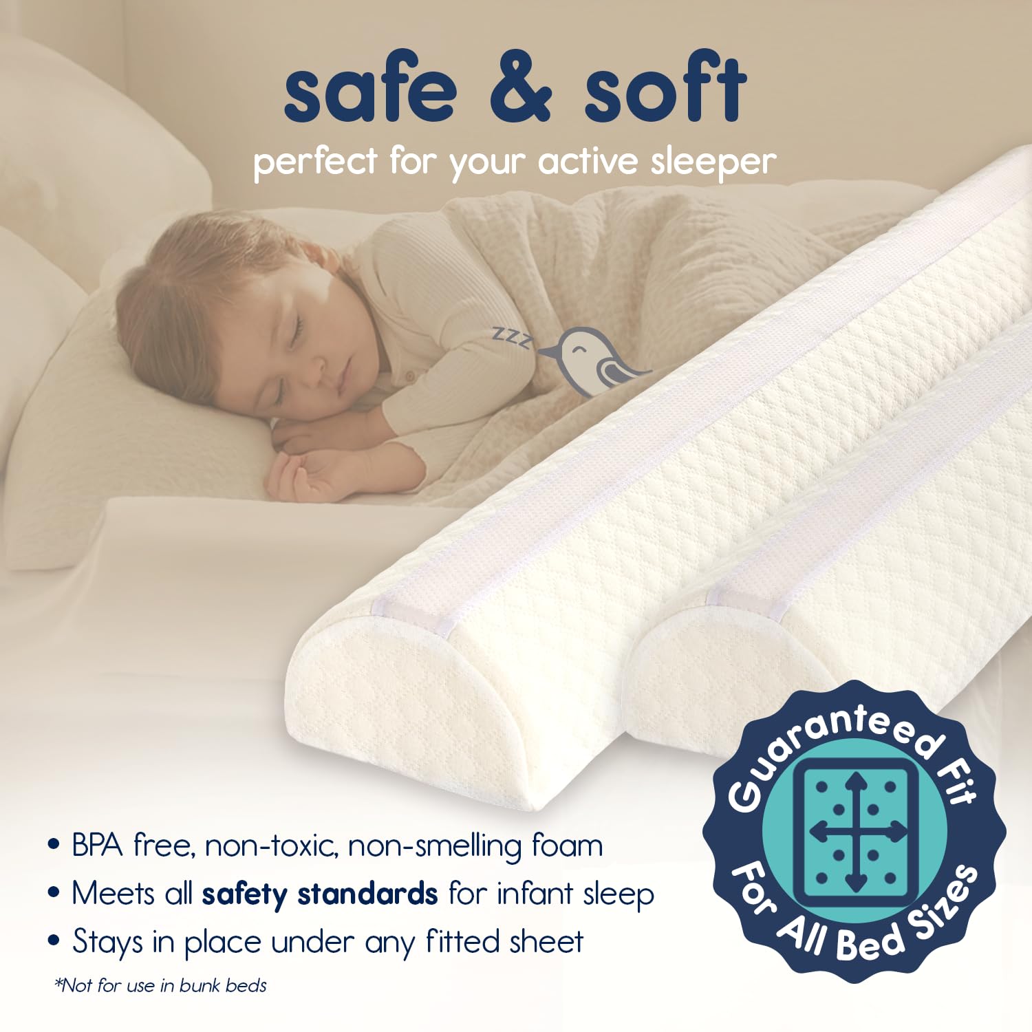 Hiccapop [2-Pack] Foam Bed Bumpers for Toddlers, Toddler Bed Rails w/ Water-resistant Cover, Bed Guard Rail for Toddlers for Twin, Queen, King Beds customer photo 2