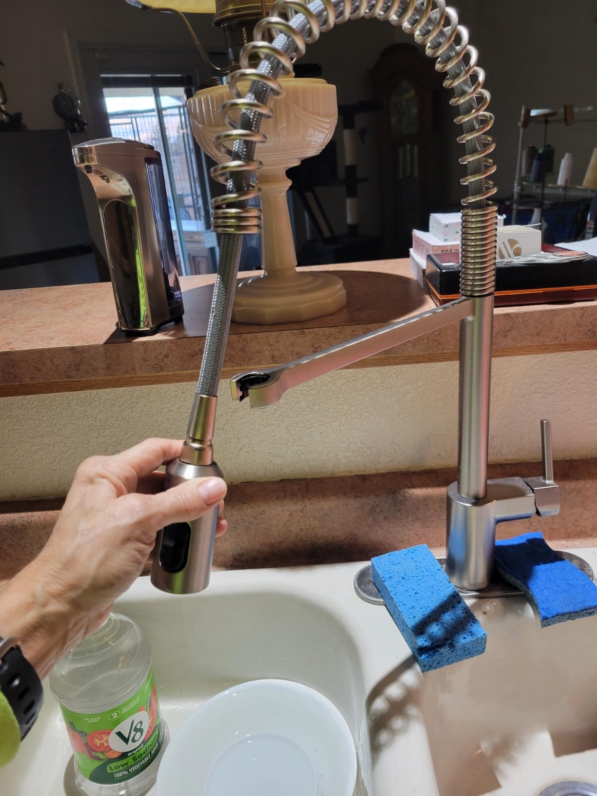 Moen Align Chrome One-Handle Pre-Rinse Spring Pulldown Kitchen Faucet with Pull Down Sprayer and Power Boost, 5923 customer photo 1