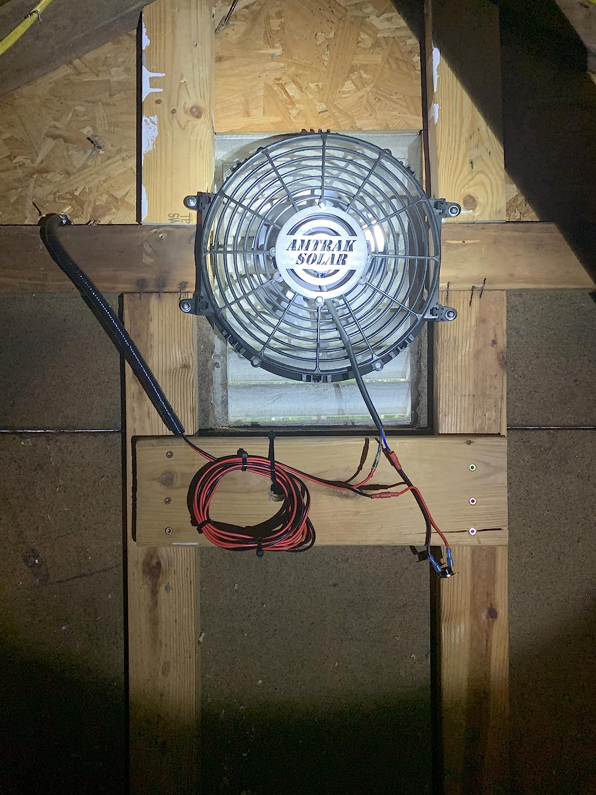 Amtrak Solar 12-Inch Solar Attic Fan with Thermostat - Quiet Waterproof Vent for Garage, Attic, Greenhouse - Plug & Play Cooling System - High-Efficiency Monocrystalline Panel - Made in USA customer photo 2