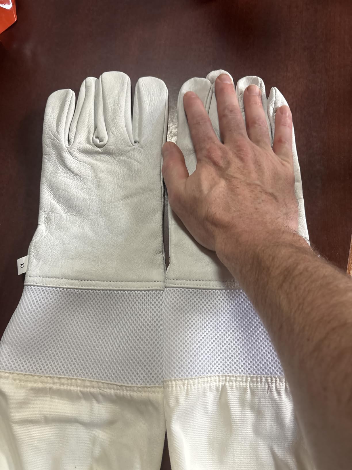 Beekeeping Gloves - Premium Goatskin Leather Bee Gloves with Breathable Vent and Long Canvas Sleeve, Protective Gear for Beekeepers customer photo 2
