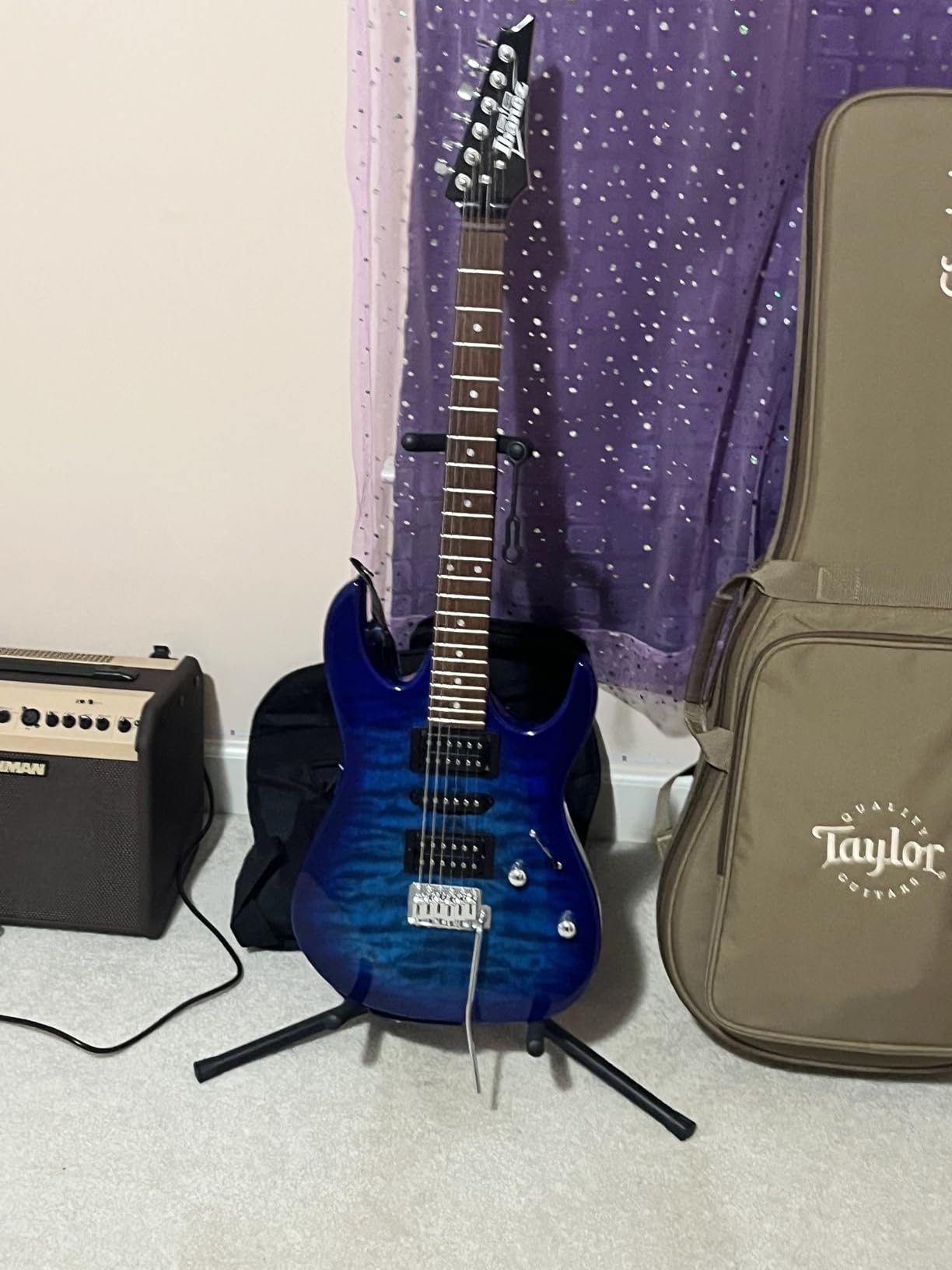 Ibanez GIO Series GRX70QA Electric Guitar, Transparent Emerald Burst customer photo 1